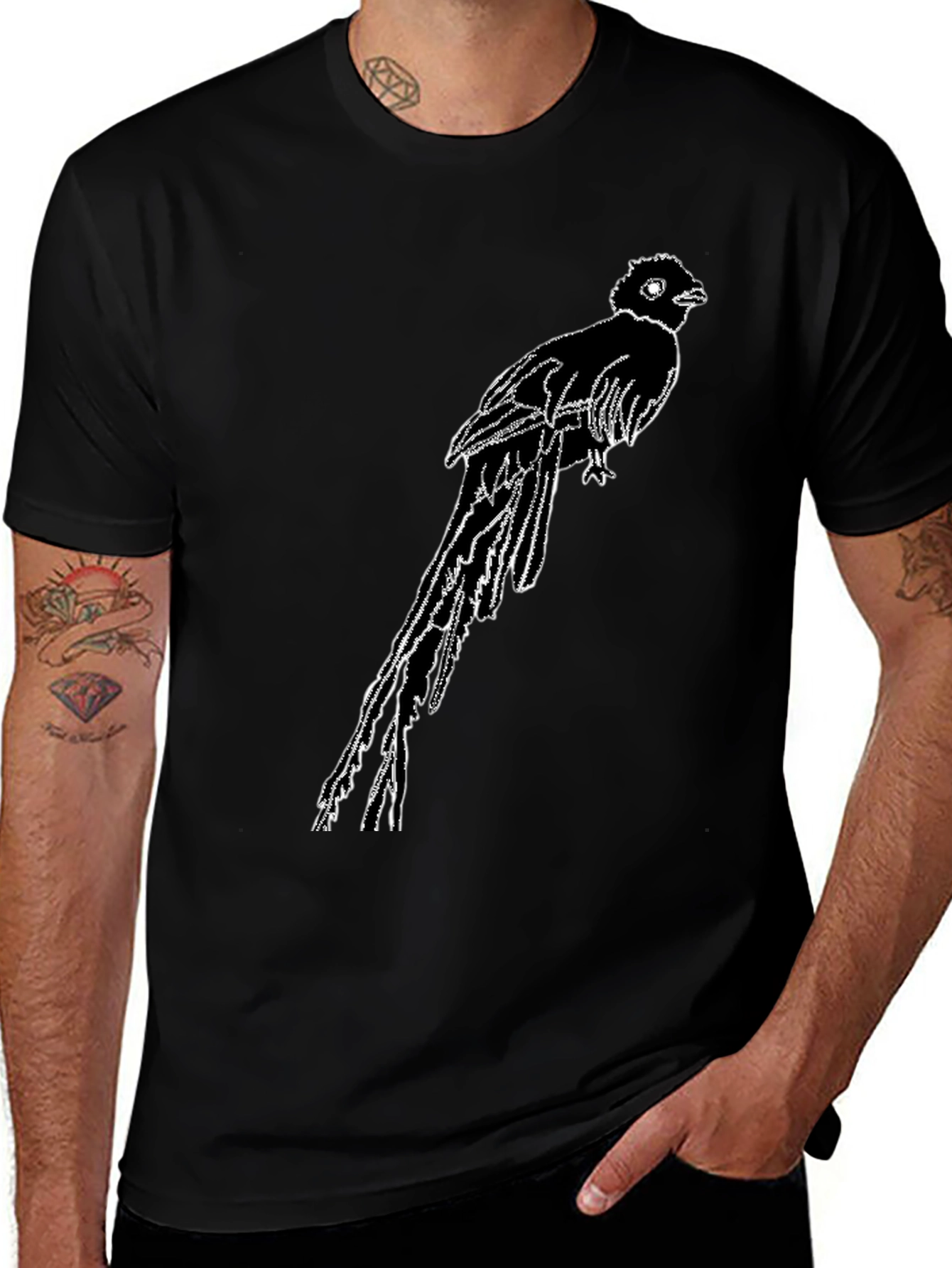 Variant 26 of Black Graphic Tee - Resplendent Quetzal Design