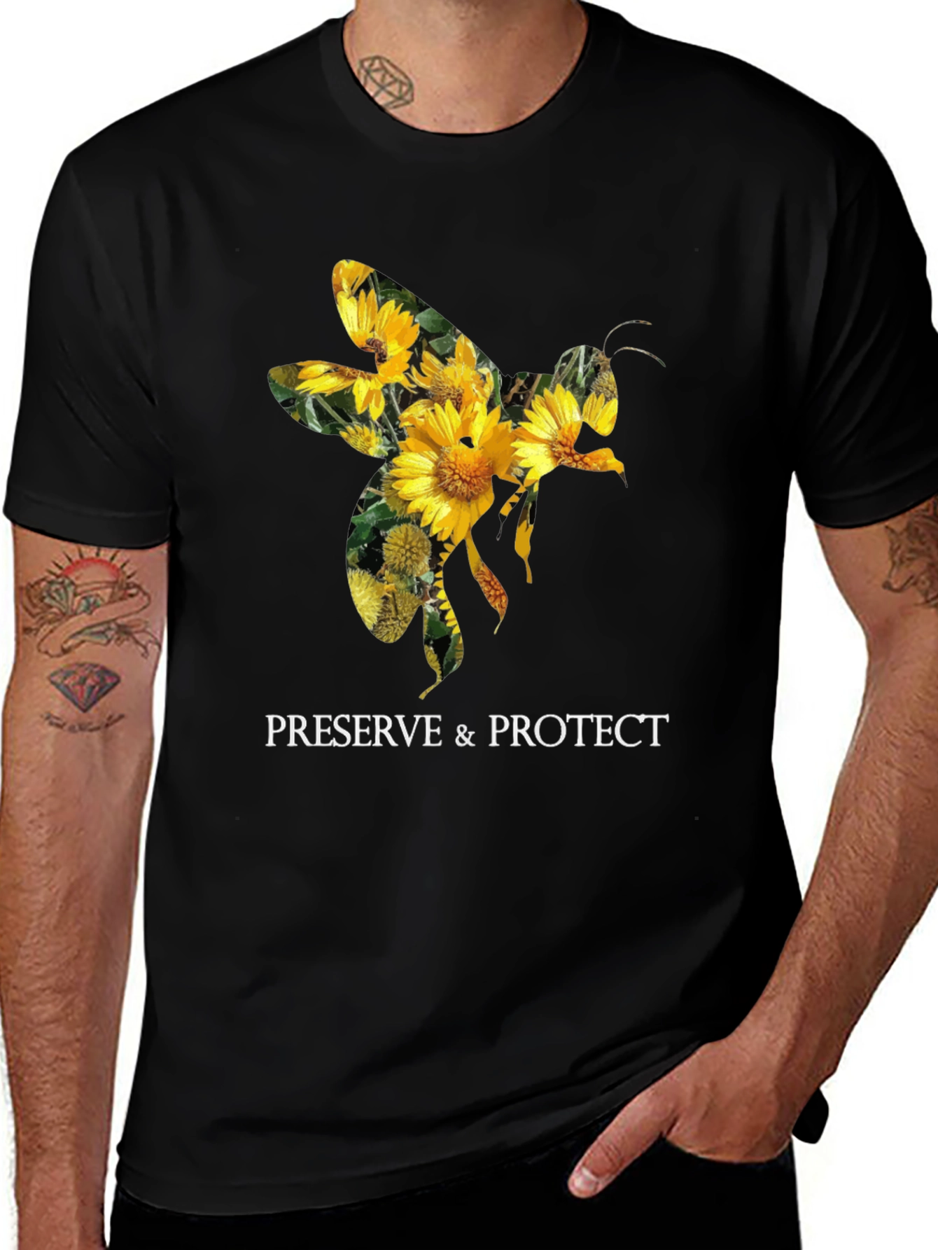Variant 9 of Preserve & Protect Bee Sunflower Graphic T-Shirt