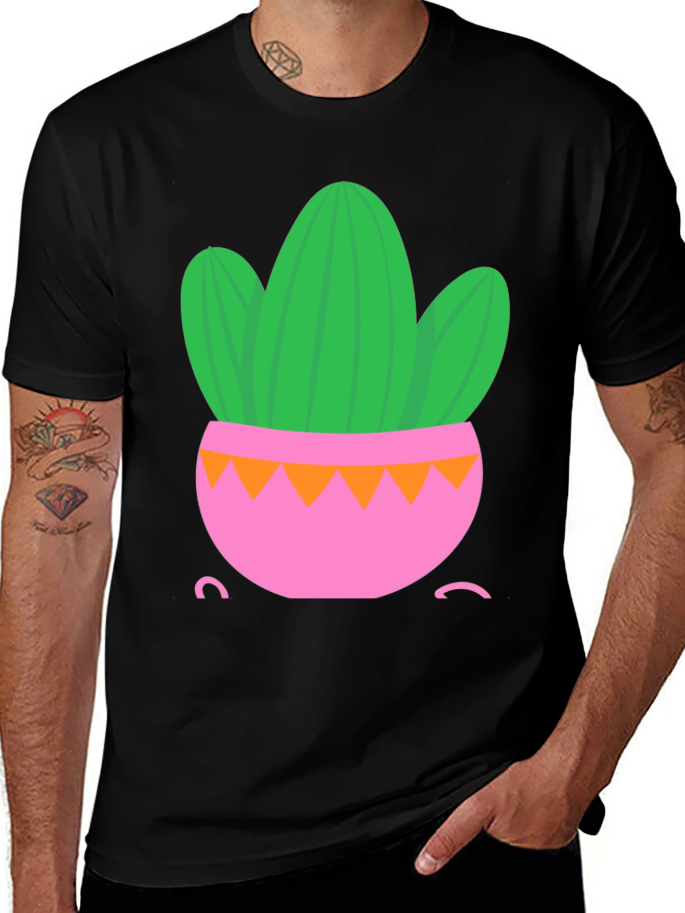 Variant 12 of Cactus in Pot Graphic Tee - Black Unisex T-Shirt