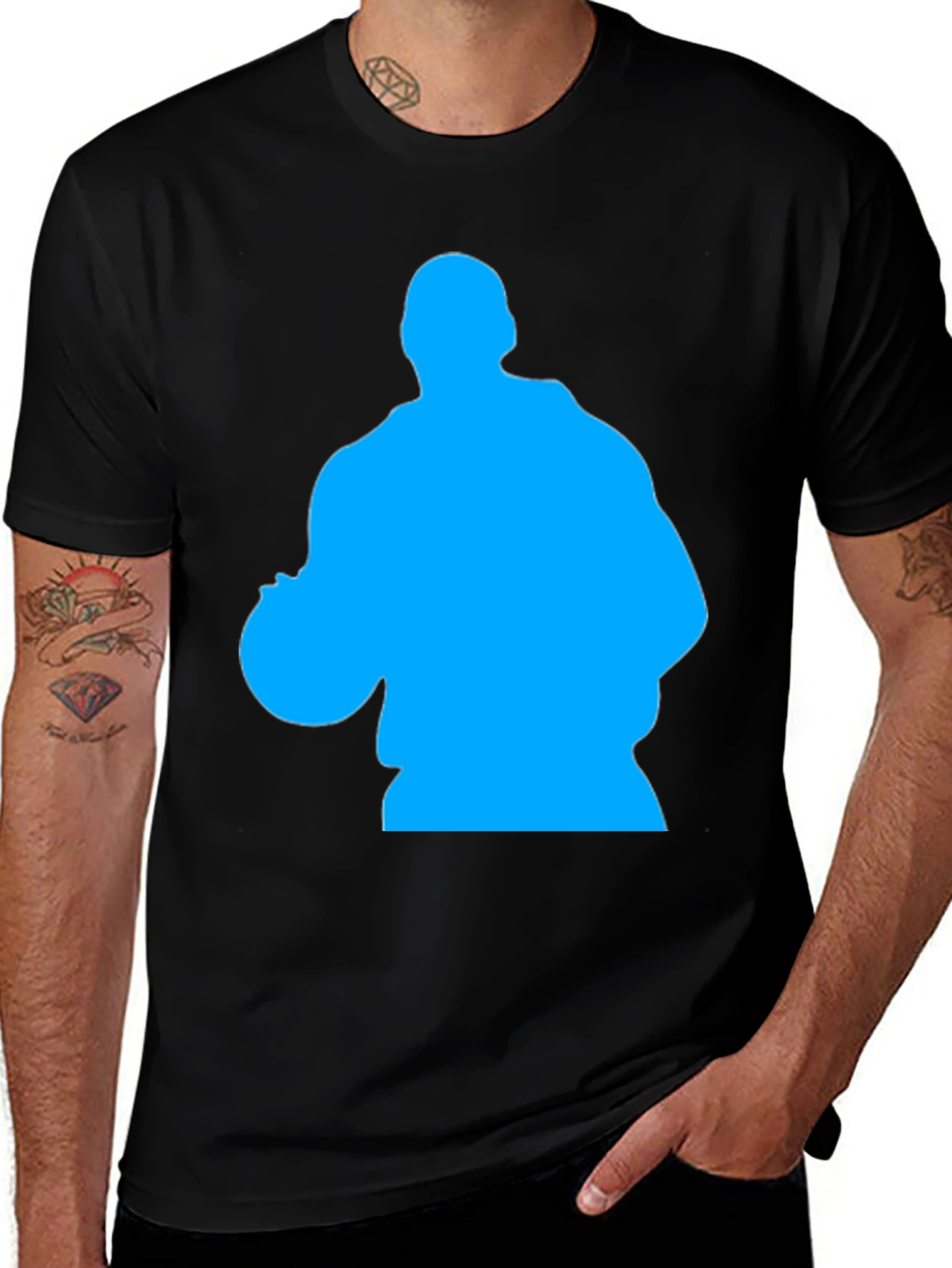 Variant 28 of Black T-Shirt with Blue Silhouette Print