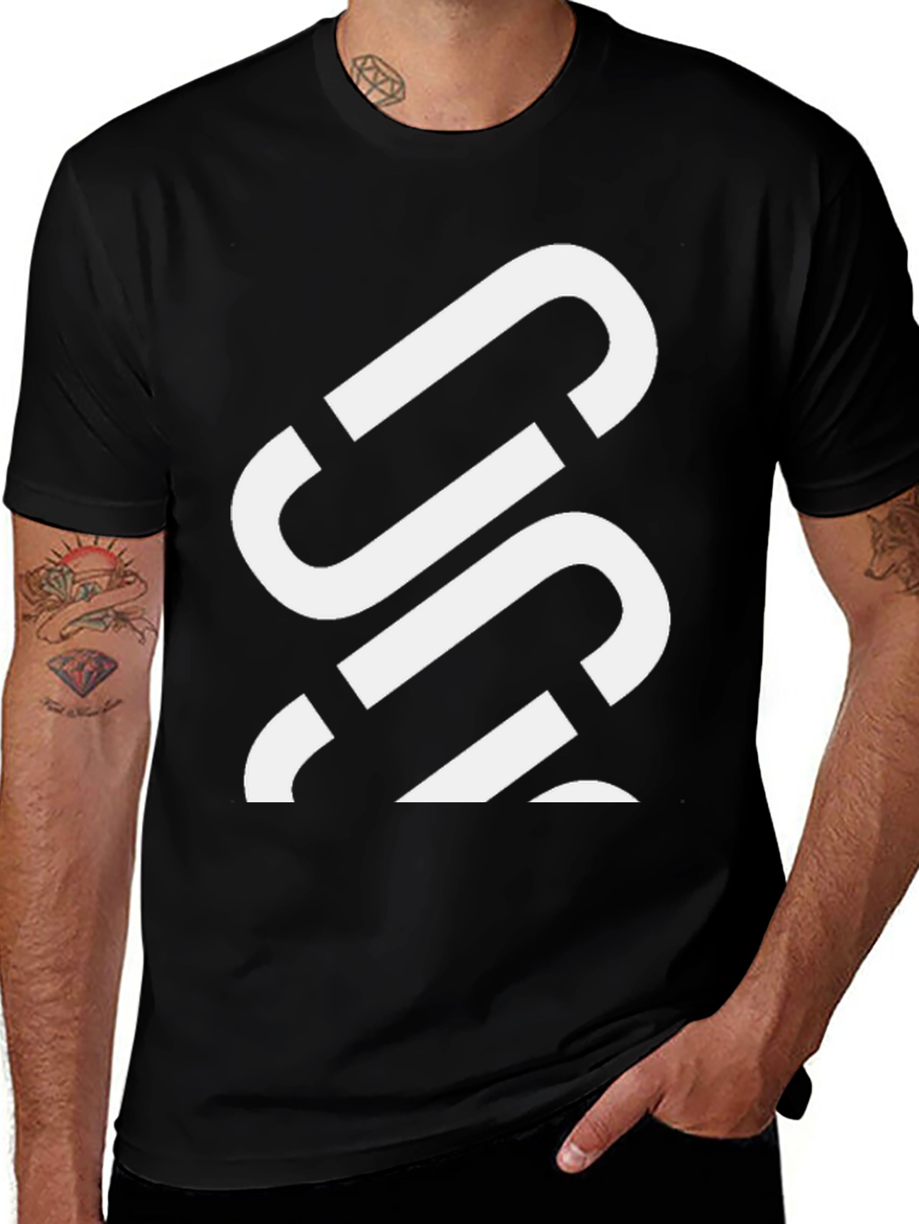 Variant 30 of Modern Black T-Shirt with Abstract White Logo
