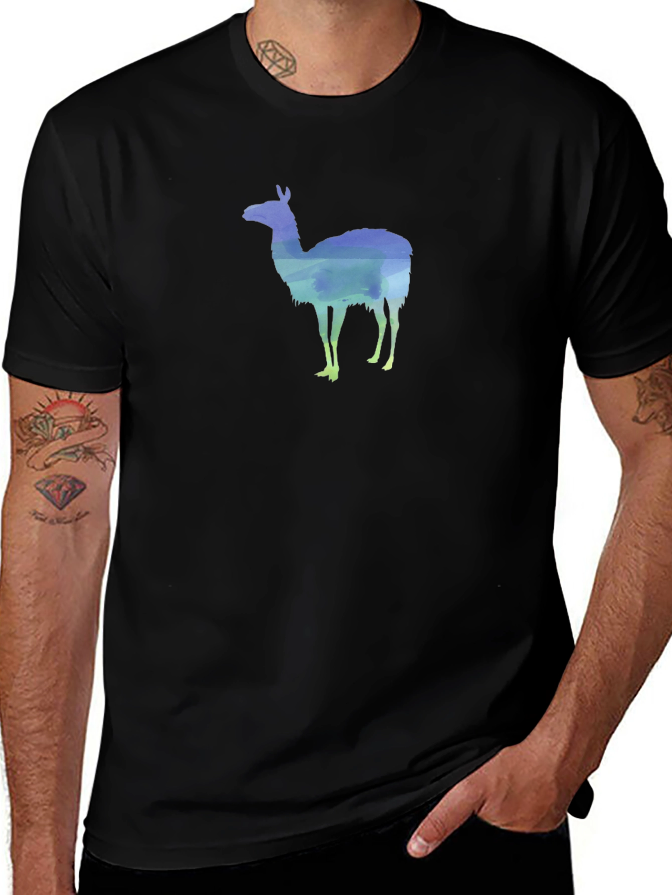 Variant 12 of Llama Silhouette Graphic Tee - Black T-Shirt