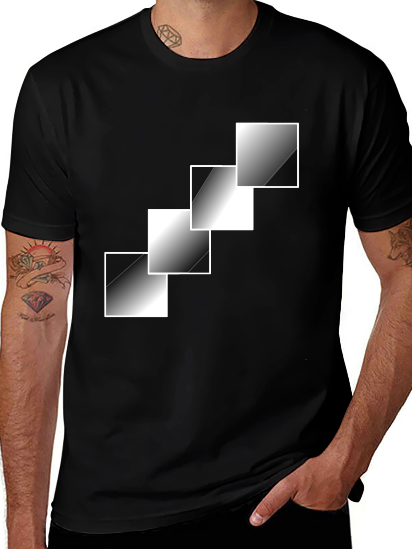 Variant 4 of Modern Gradient Squares Black T-Shirt