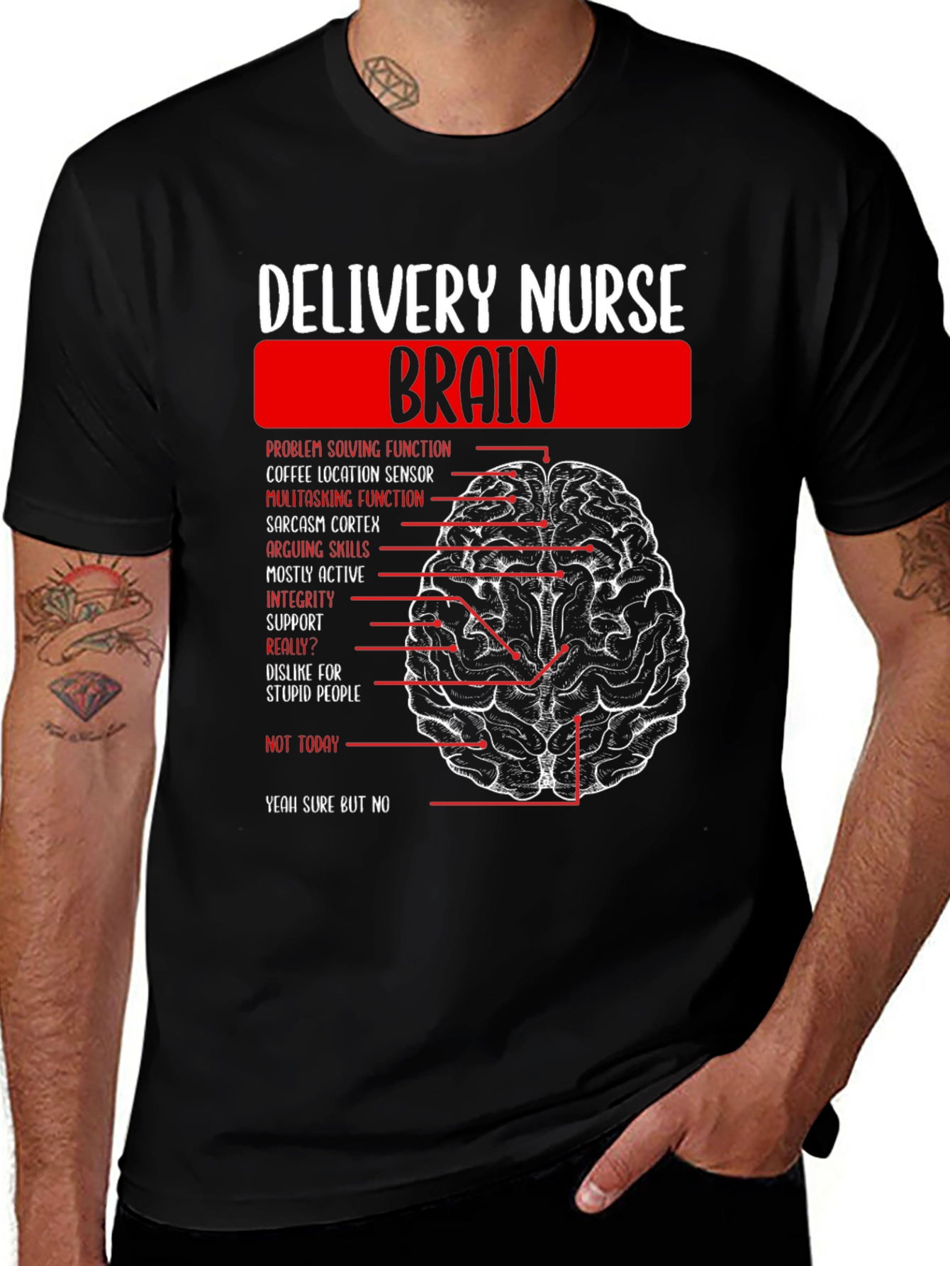 Variant 17 of Delivery Nurse Brain Humor T-Shirt