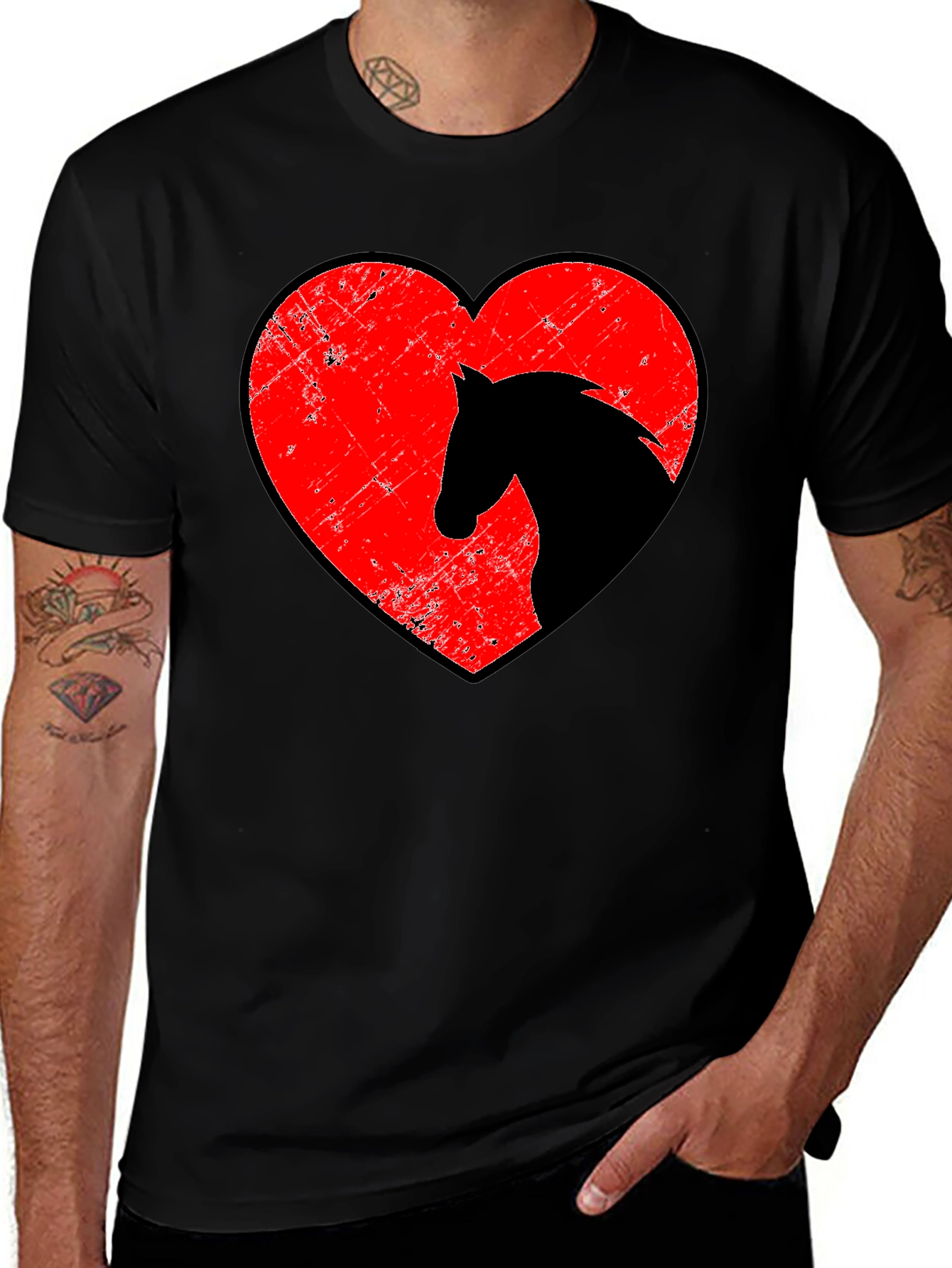 Variant 16 of Horse Heart Graphic Tee - Stylish Unisex Black T-Shirt