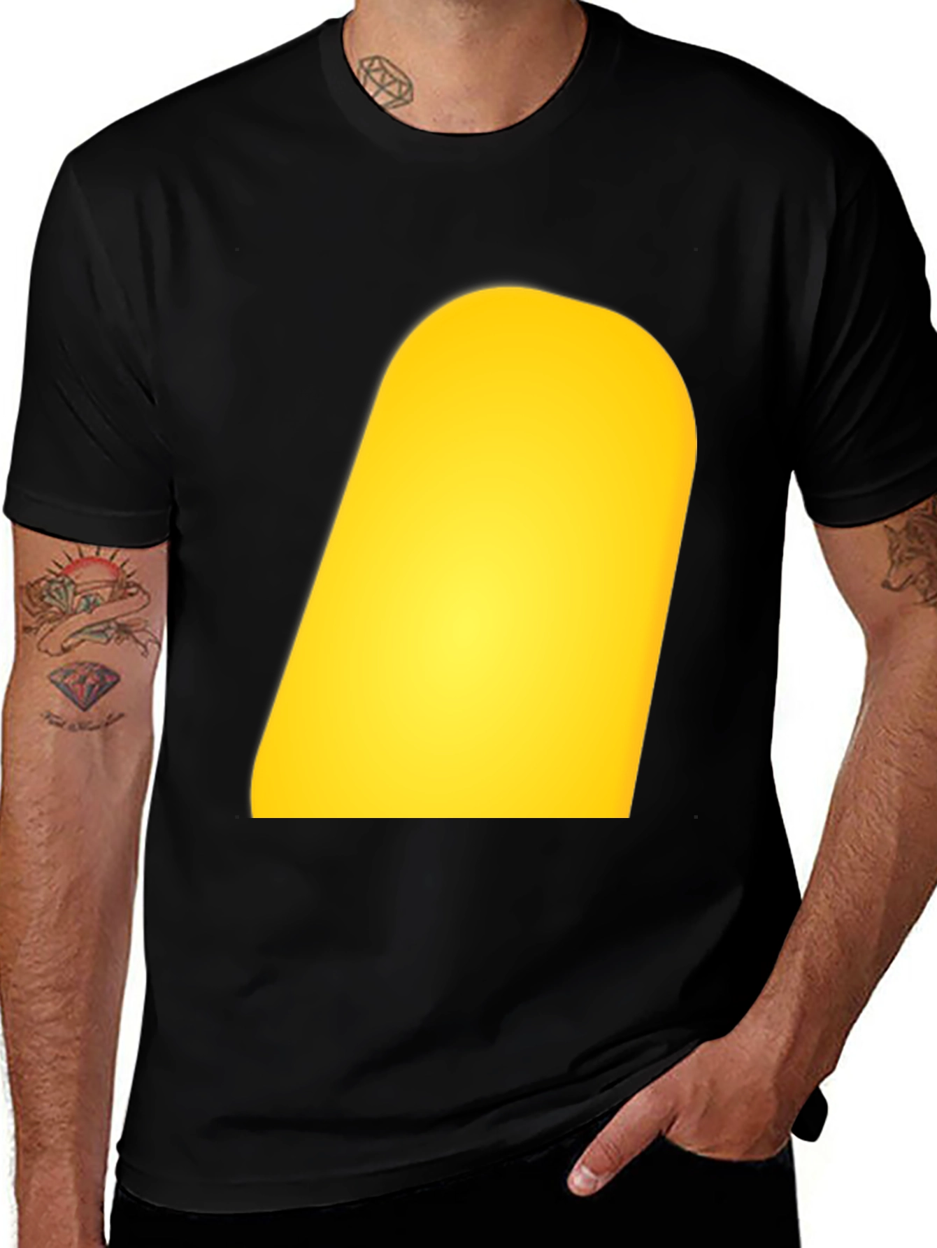 Variant 11 of Men's Black T-Shirt with Yellow Design