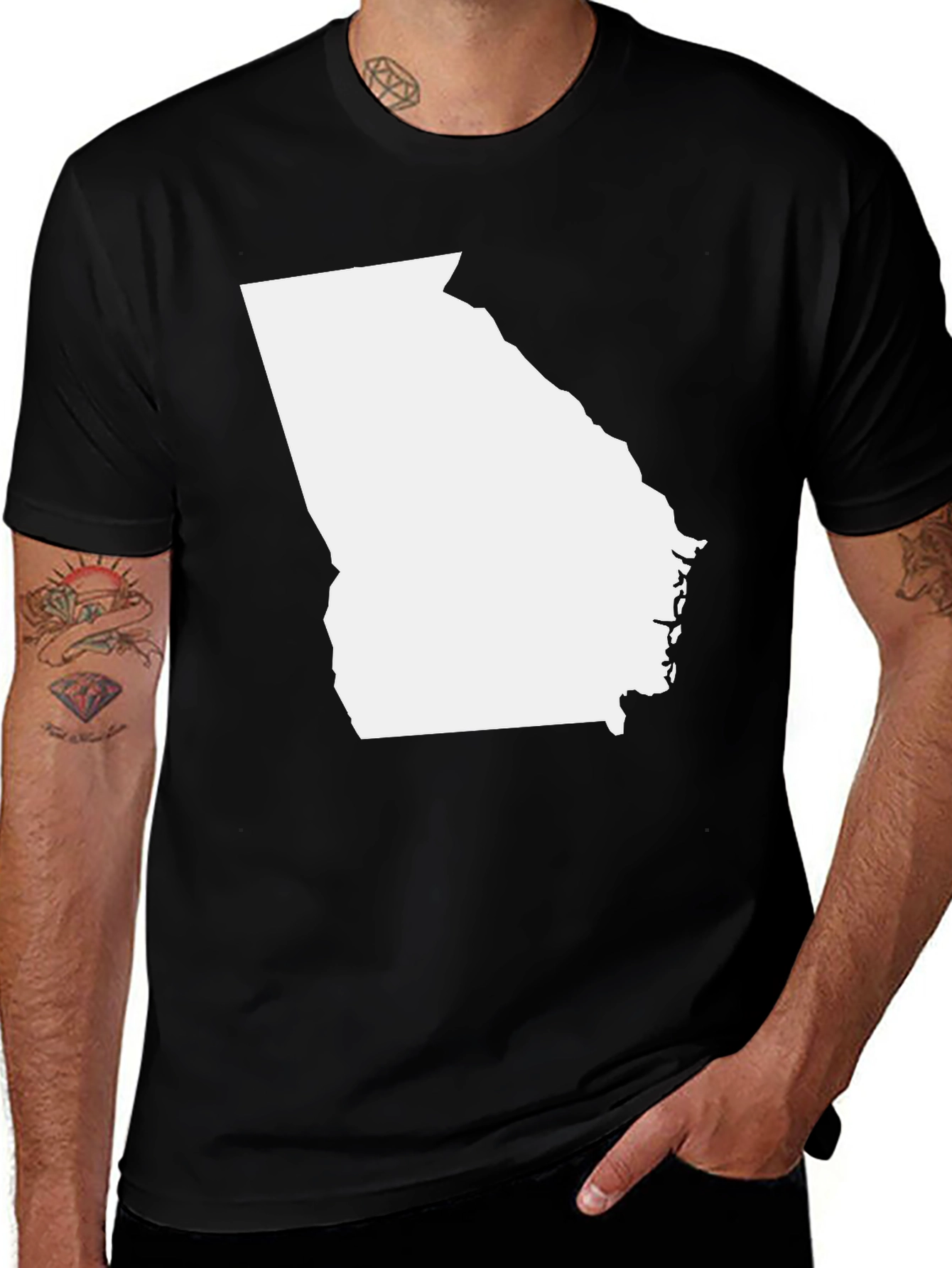Georgia State Outline Graphic Tee - Black T-Shirt