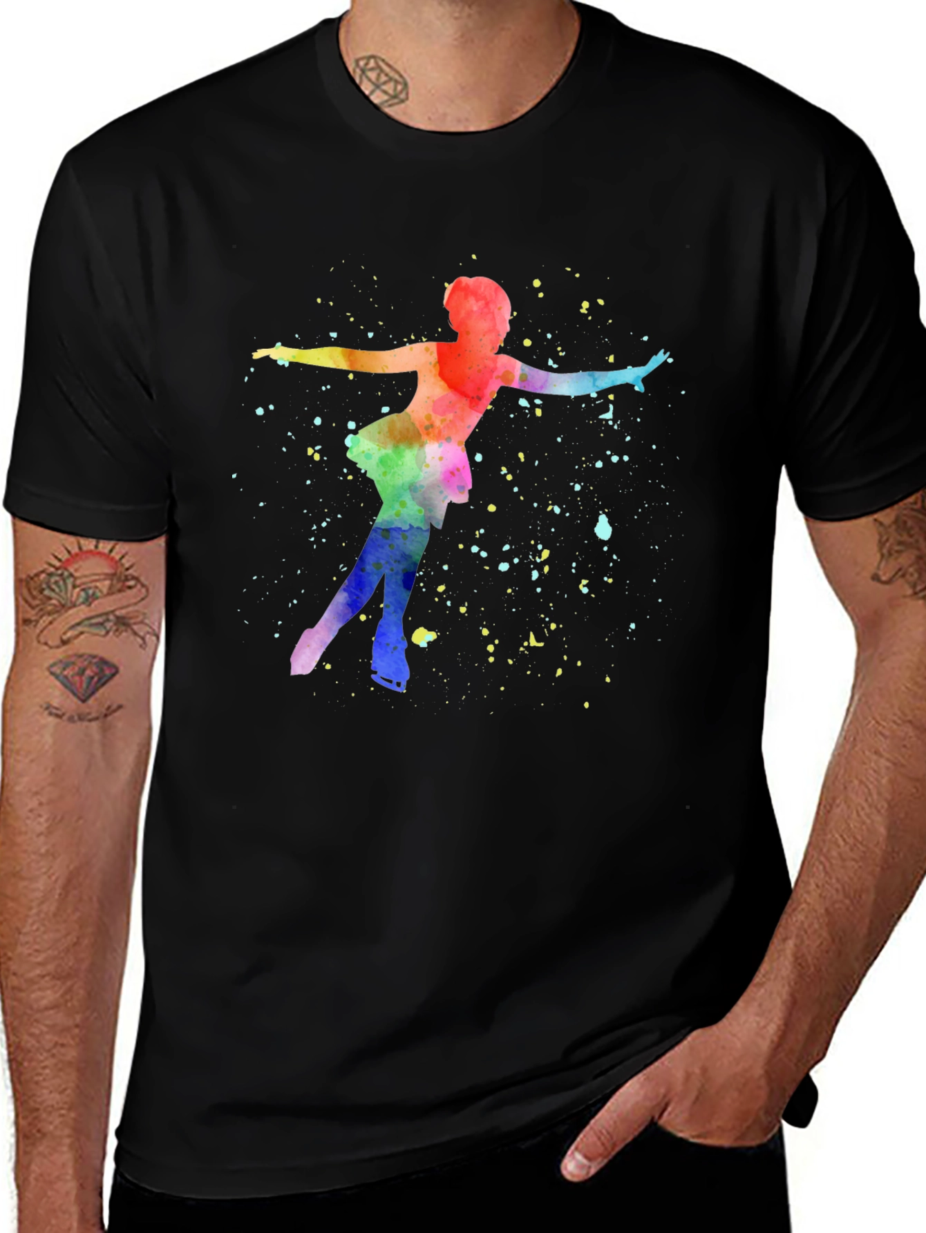 Colorful Ice Skater Tee - Artistic Graphic T-Shirt
