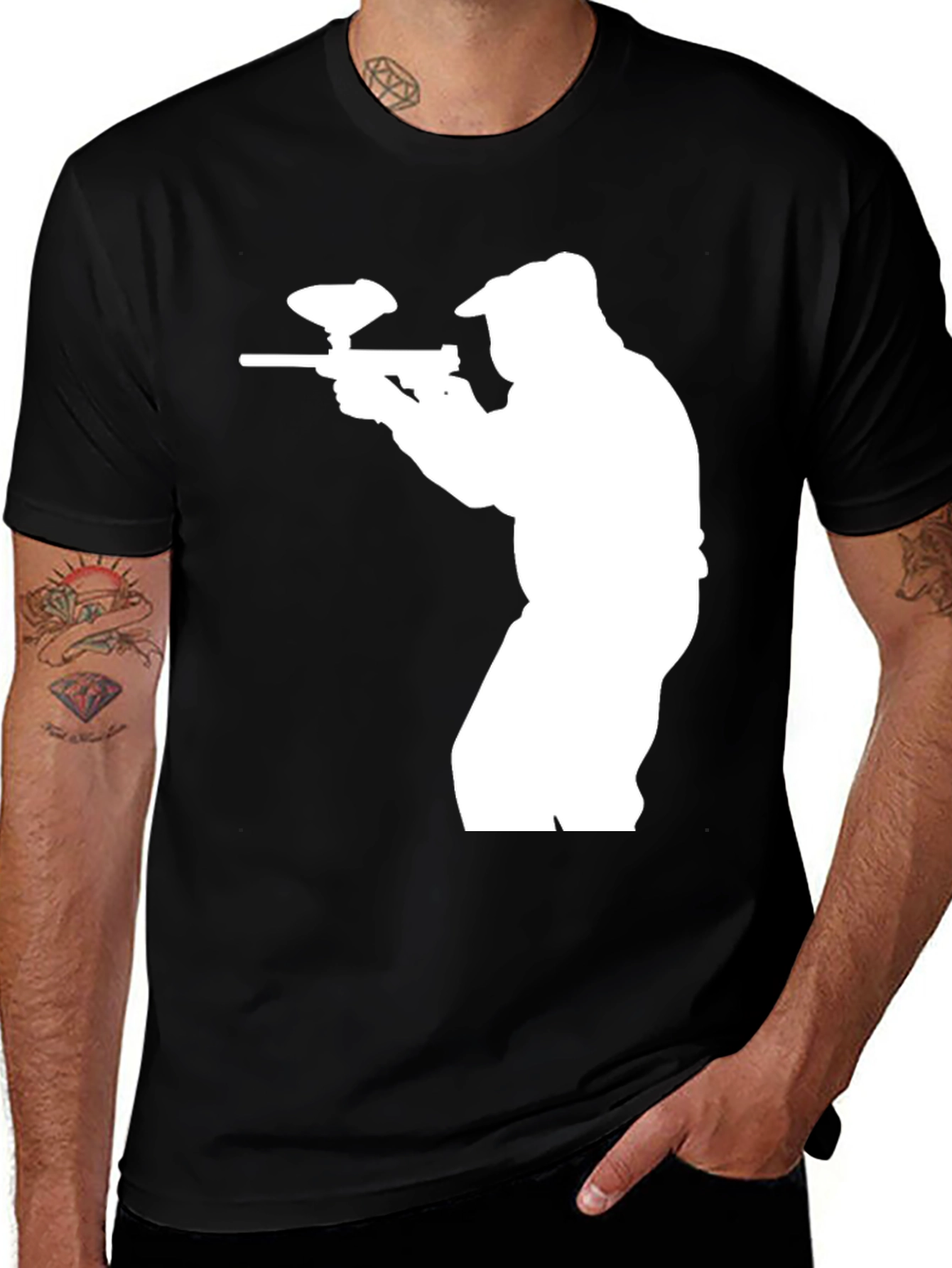 Variant 17 of Paintball Player Silhouette Graphic T-Shirt