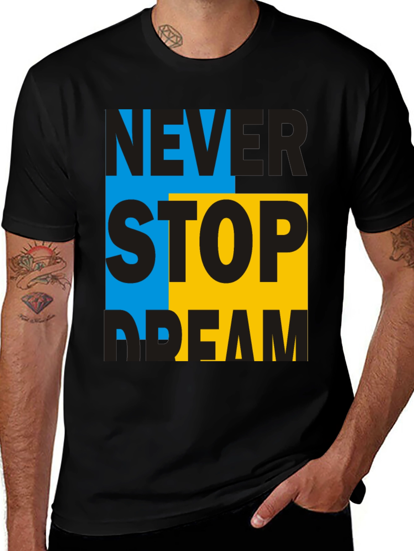 Variant 20 of Never Stop Dream T-Shirt - Black Graphic Tee