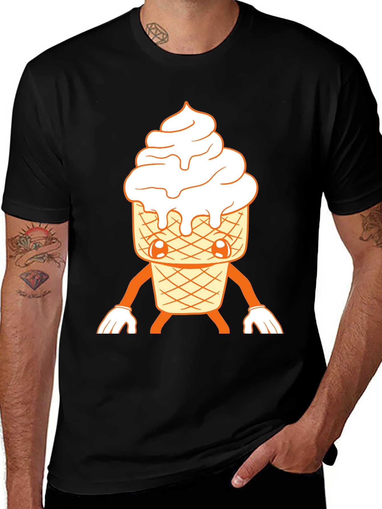 Variant 7 of Cool Ice Cream Cone Graphic Tee - Black