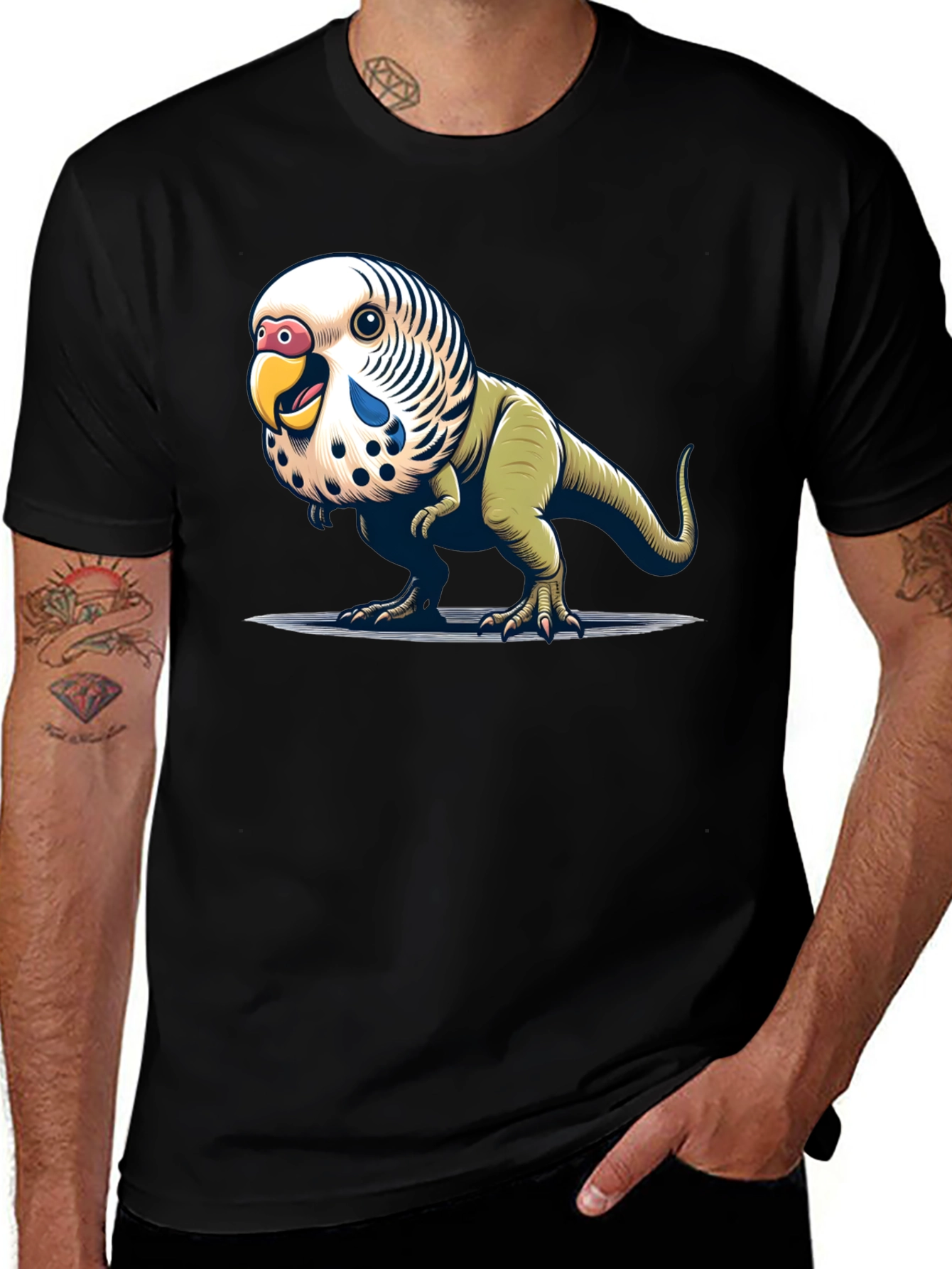 Parakeet Dinosaur Graphic T-Shirt