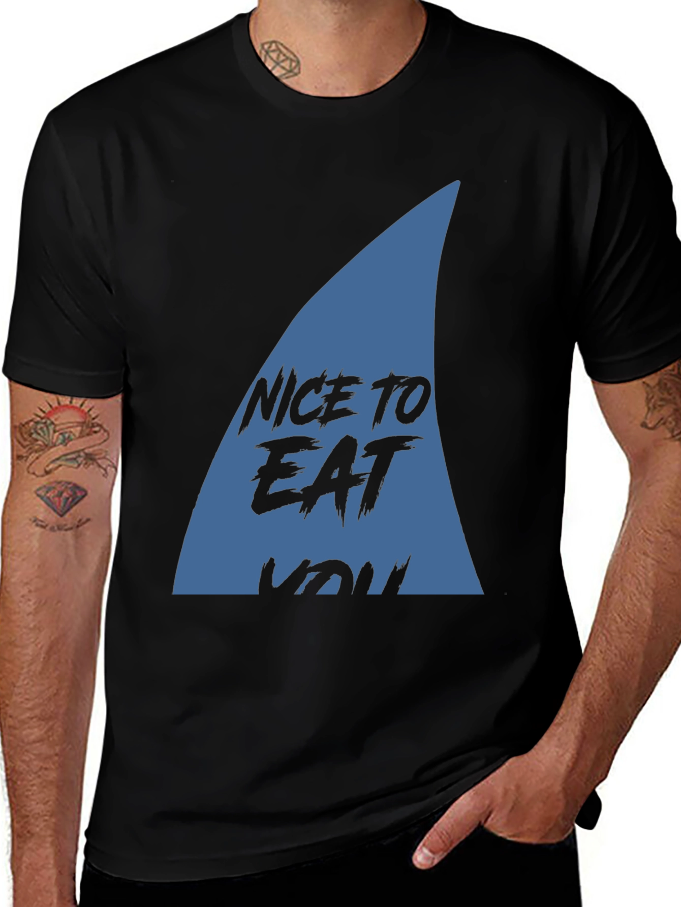 Variant 28 of Nice to Eat You Shark Fin Graphic Tee
