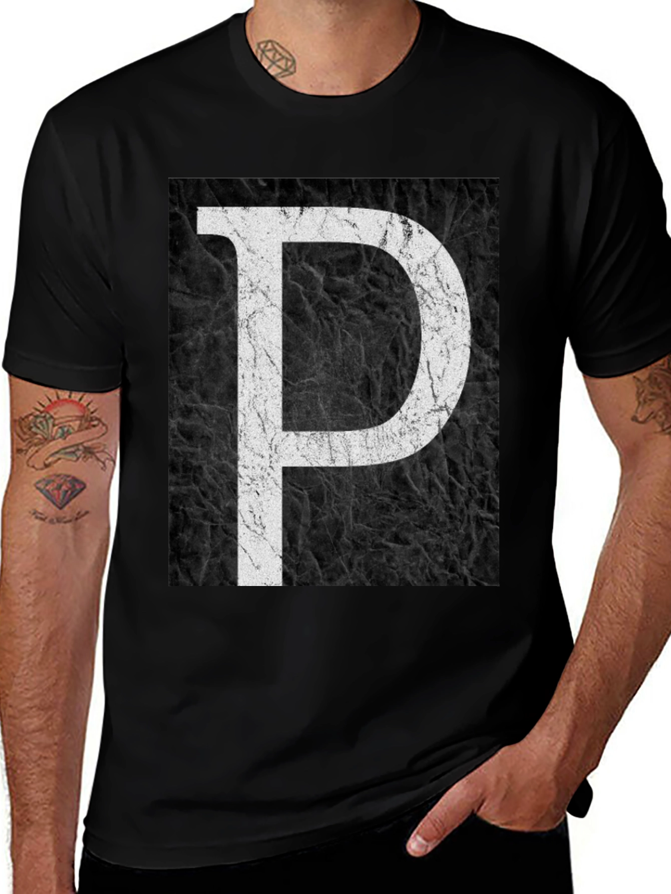 Variant 16 of Bold Letter P Black Graphic Tee