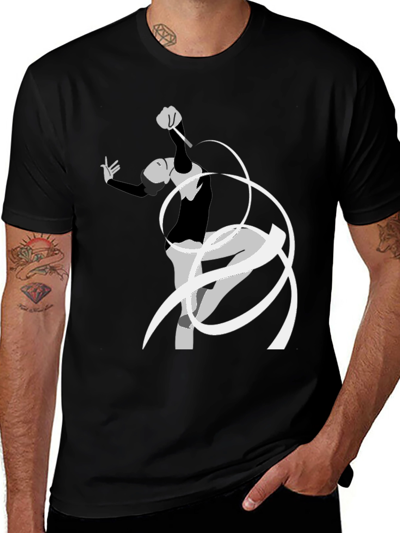 Variant 14 of Rhythmic Gymnastics Graphic Tee - Black Cotton Blend