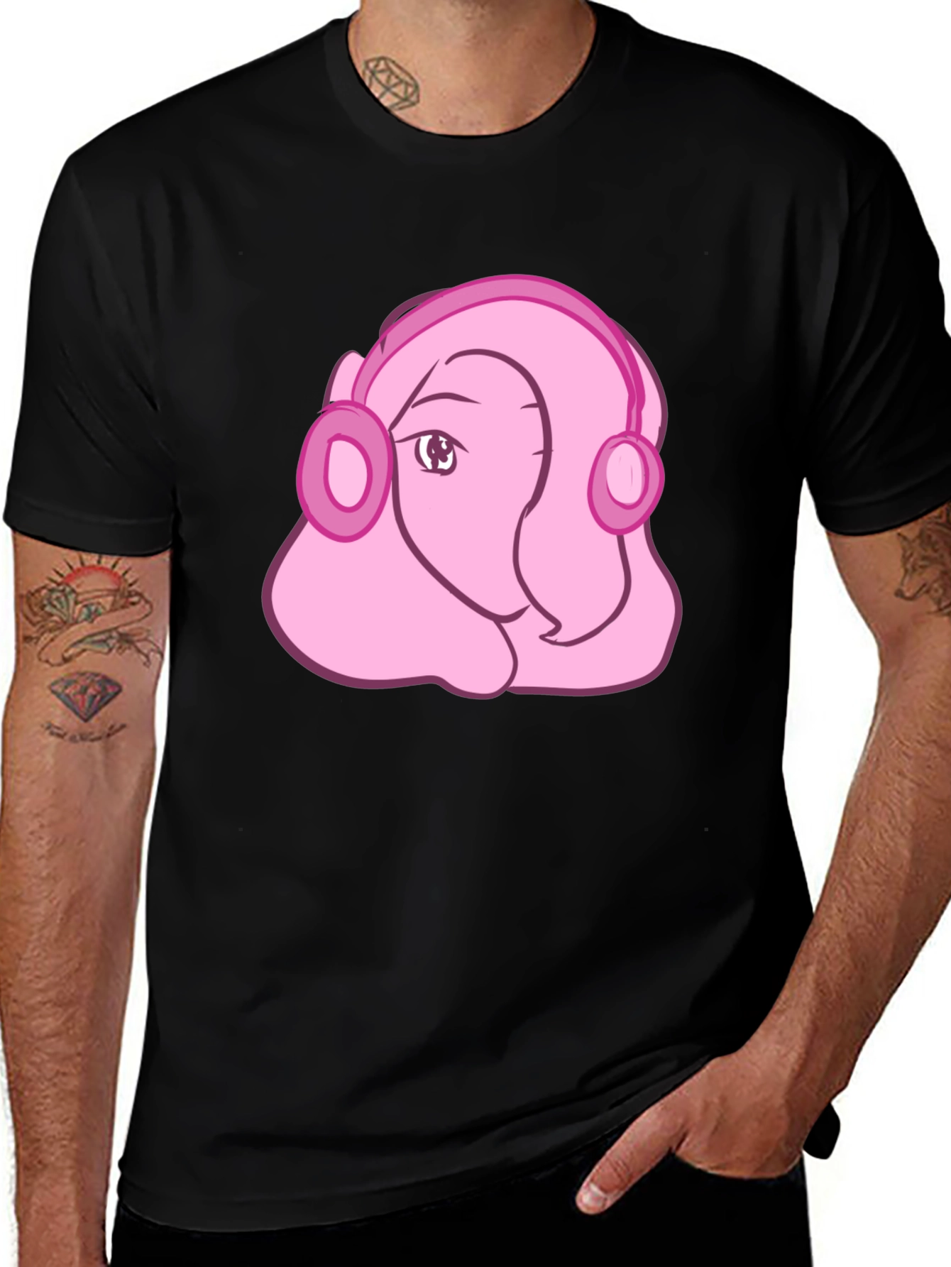 Variant 15 of Pink Cartoon Headphones Tee