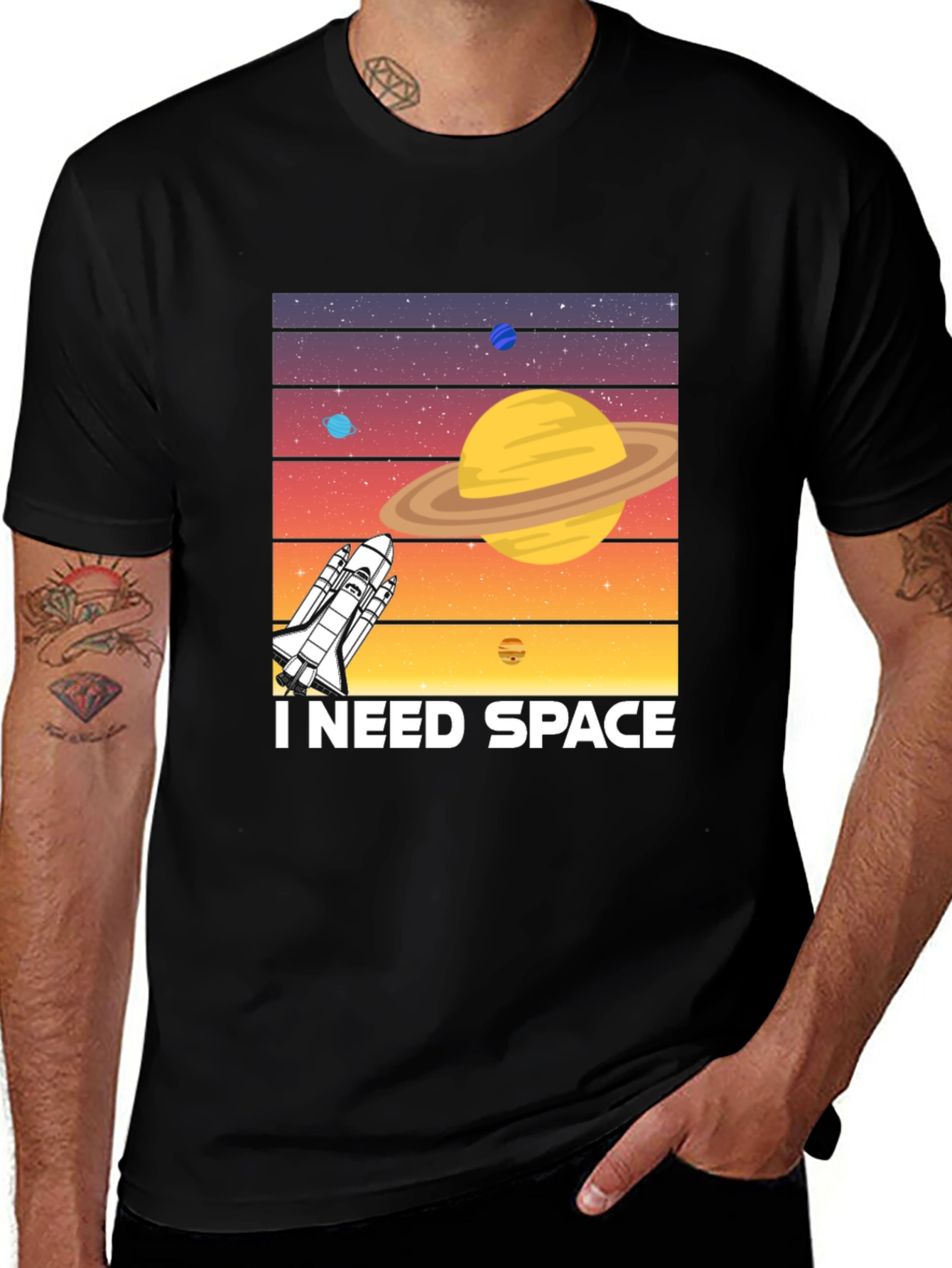 Variant 17 of I Need Space T-Shirt - Space Shuttle Planet Design