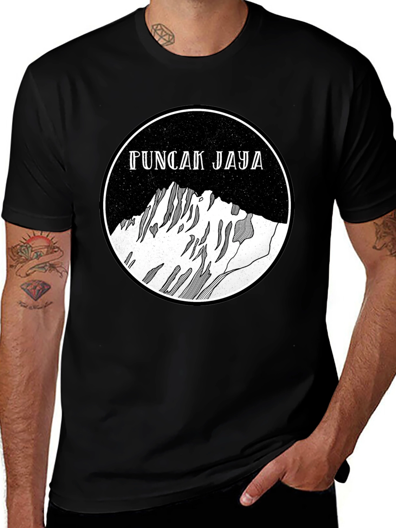 Variant 2 of Puncak Jaya Mountain Graphic Tee - Black