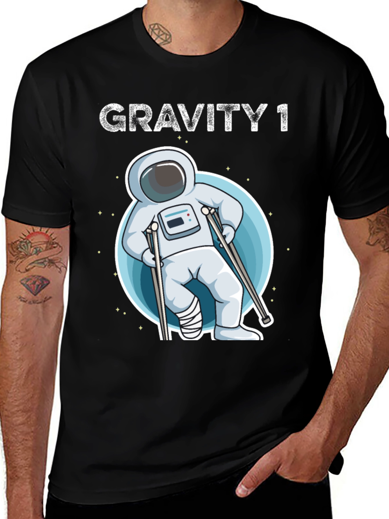 Gravity 1 Astronaut T-Shirt Funny Broken Leg Get Well Soon Gift