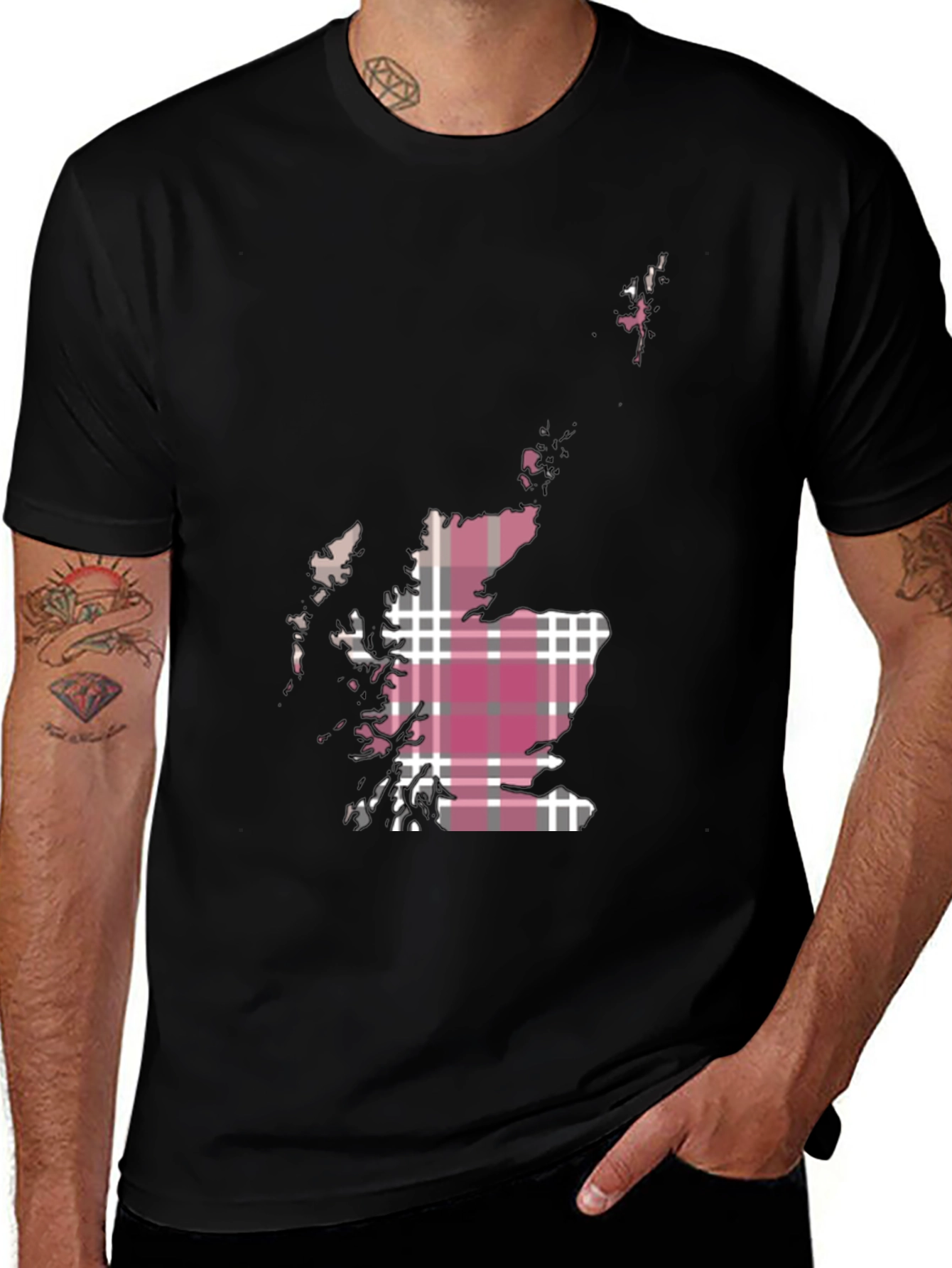 Scotland Map Tartan T-Shirt