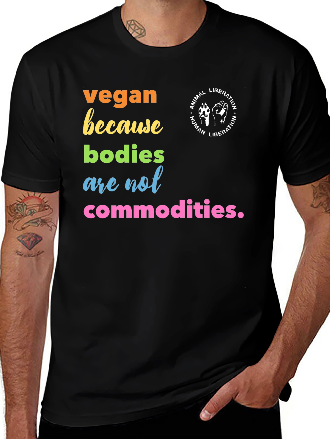 Variant 18 of Vegan Statement T-Shirt - Bodies Are Not Commodities