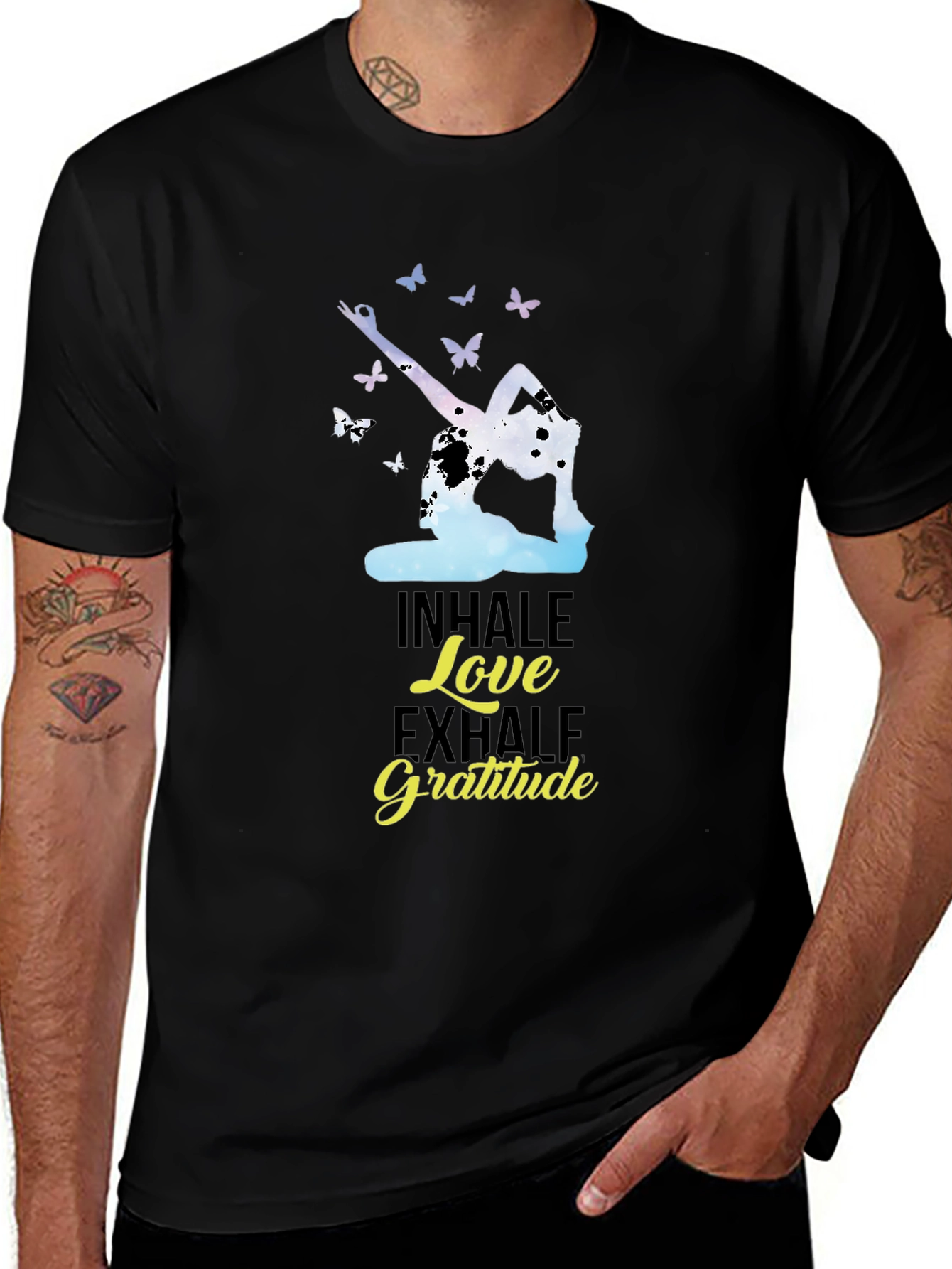 Variant 7 of Yoga Love Gratitude Black T-Shirt