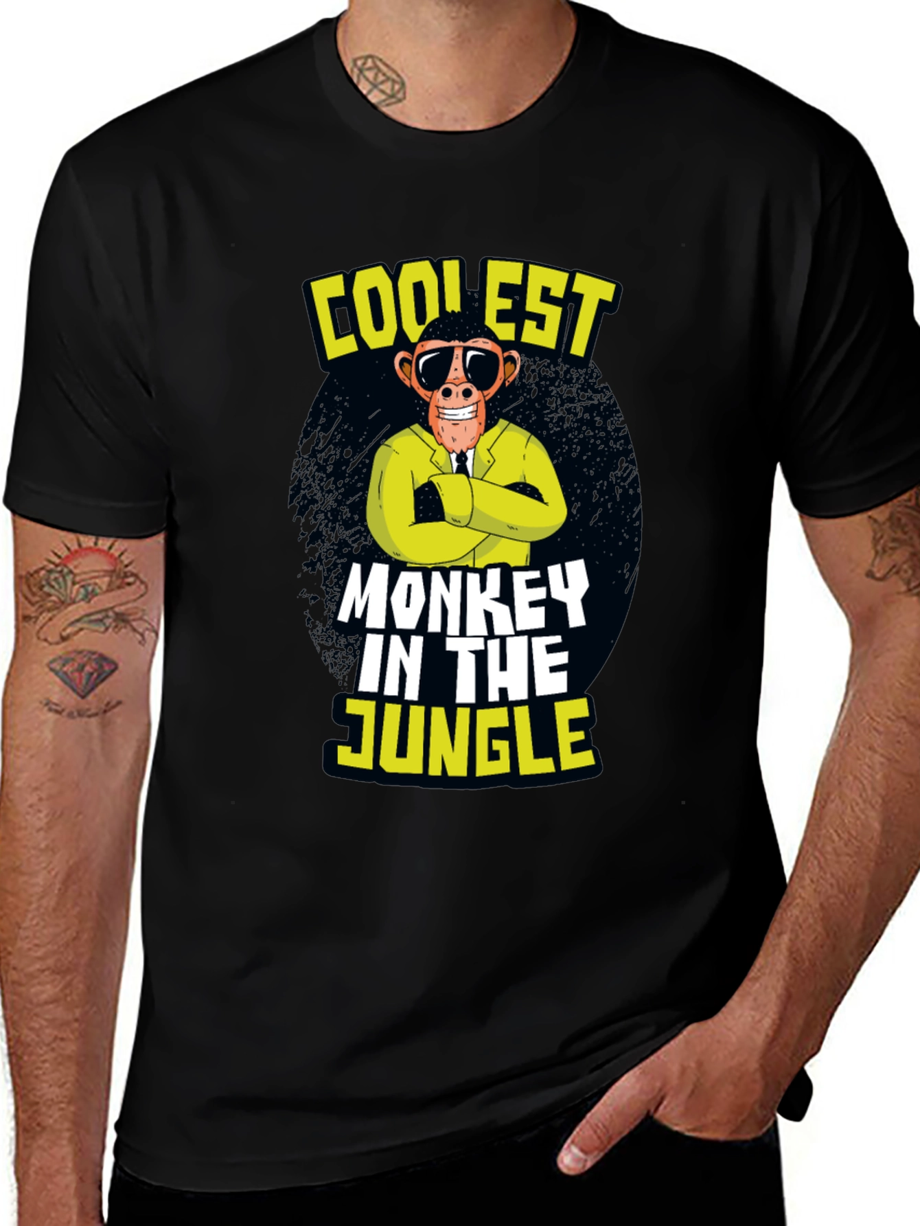 Variant 3 of Coolest Monkey in the Jungle Black T-Shirt