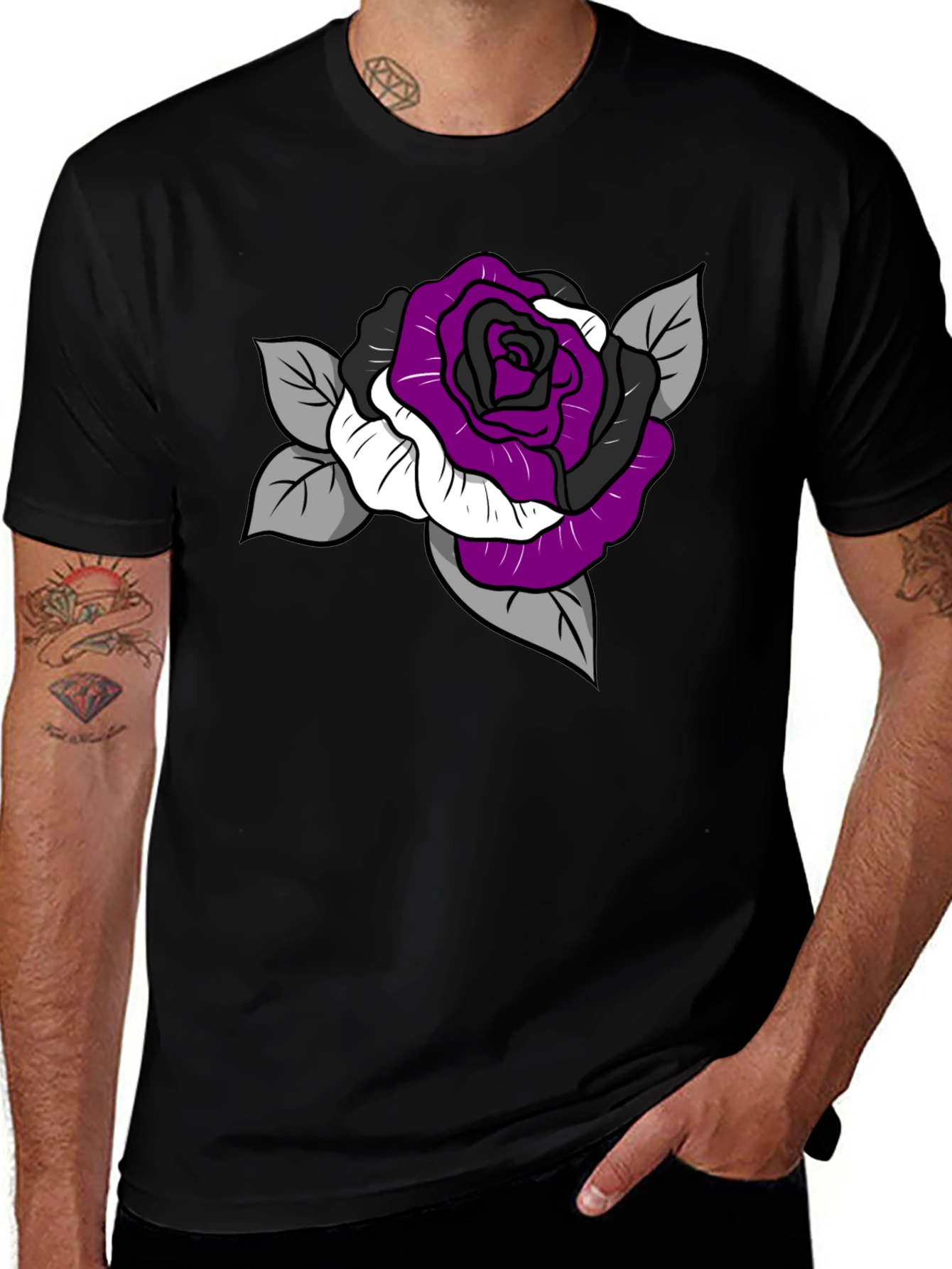 Variant 29 of Ace Pride Rose Graphic Tee - Black Cotton Comfort