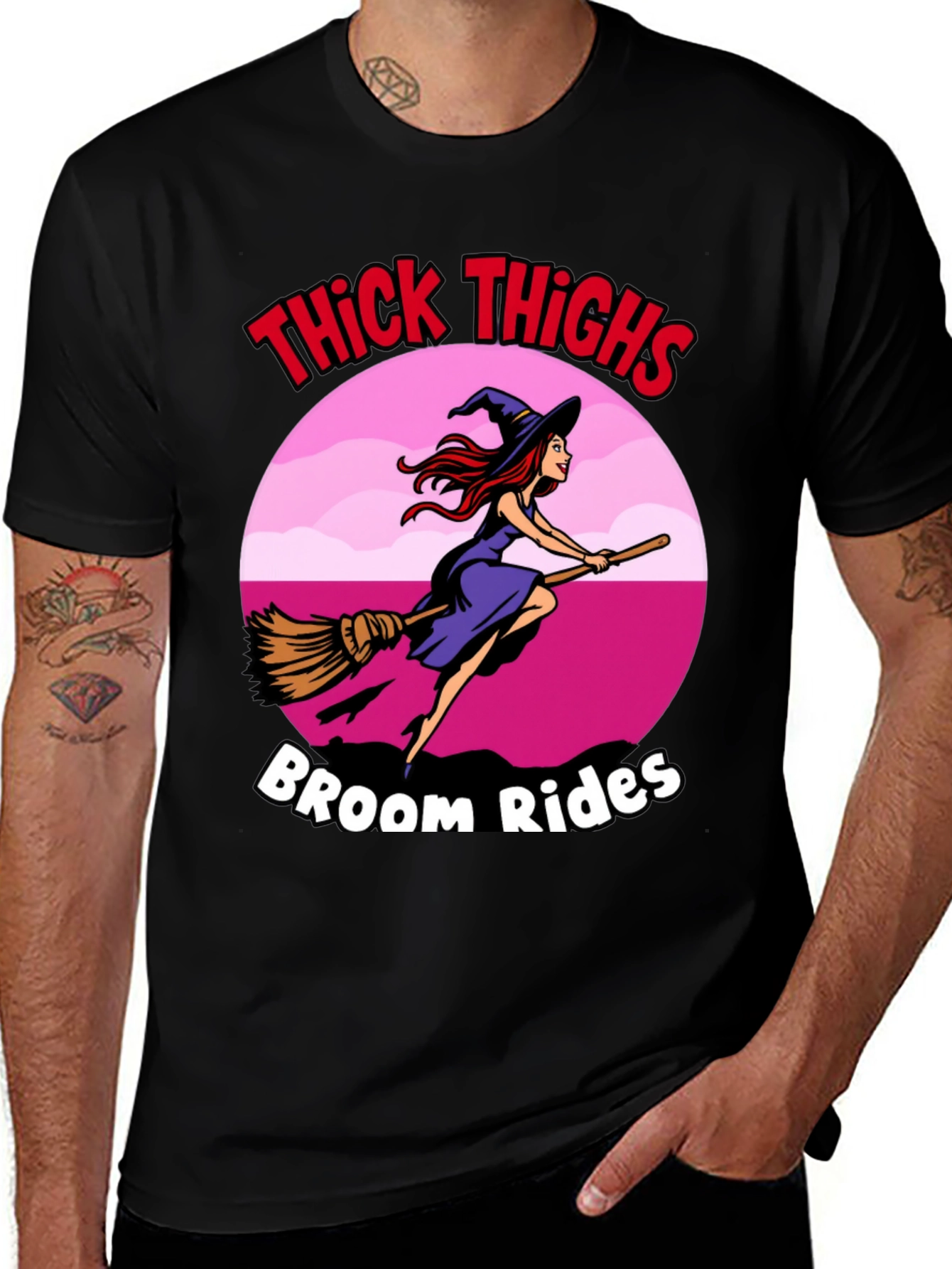 Variant 24 of Thick Thighs Broom Rides Graphic Tee