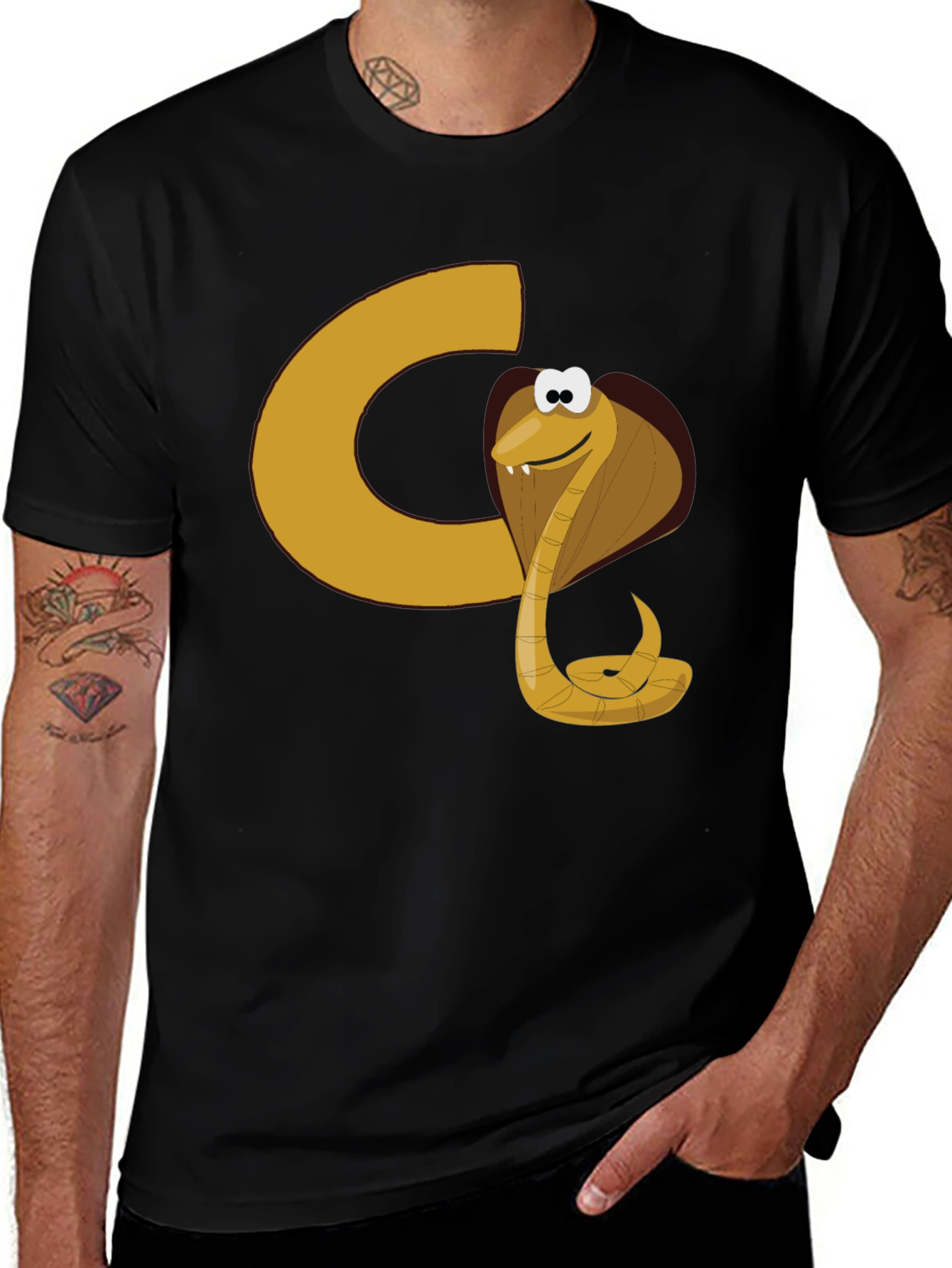 Variant 6 of Cartoon Cobra Graphic Tee - Black