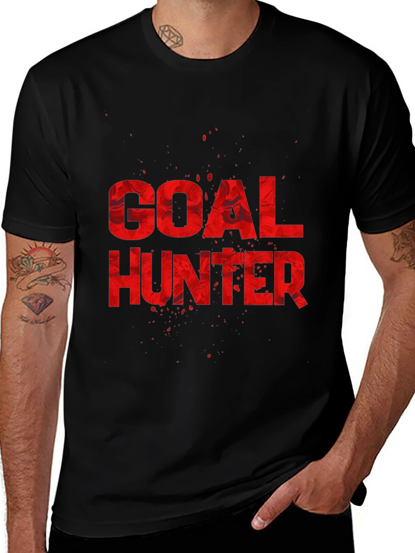 Variant 9 of Goal Hunter Graphic T-Shirt - Black