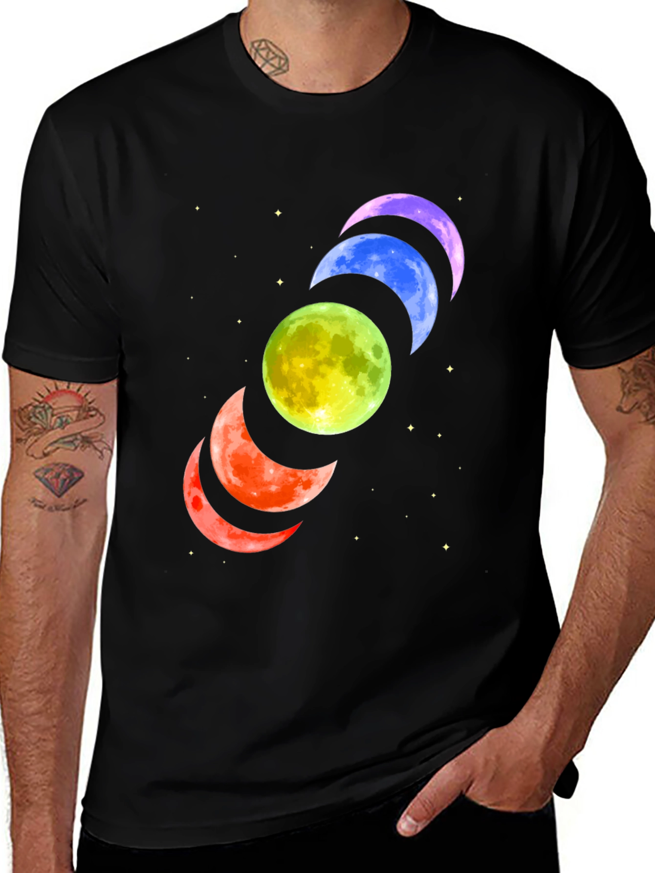 Variant 28 of Colorful Moon Phases T-Shirt - Celestial Design