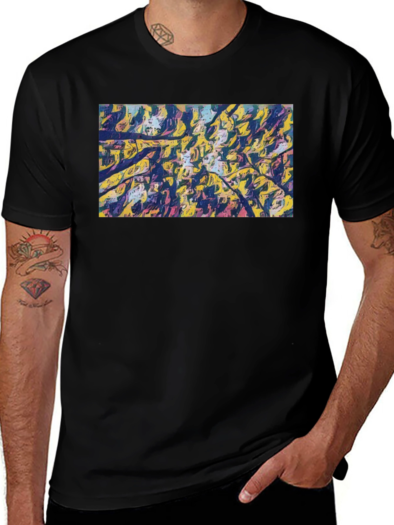 Variant 10 of Abstract Art Tee - Modern Black Cotton T-Shirt