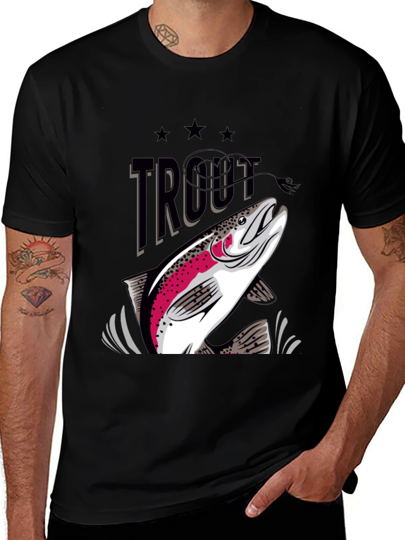 Variant 2 of Trout Graphic Print Crew Neck T-Shirt