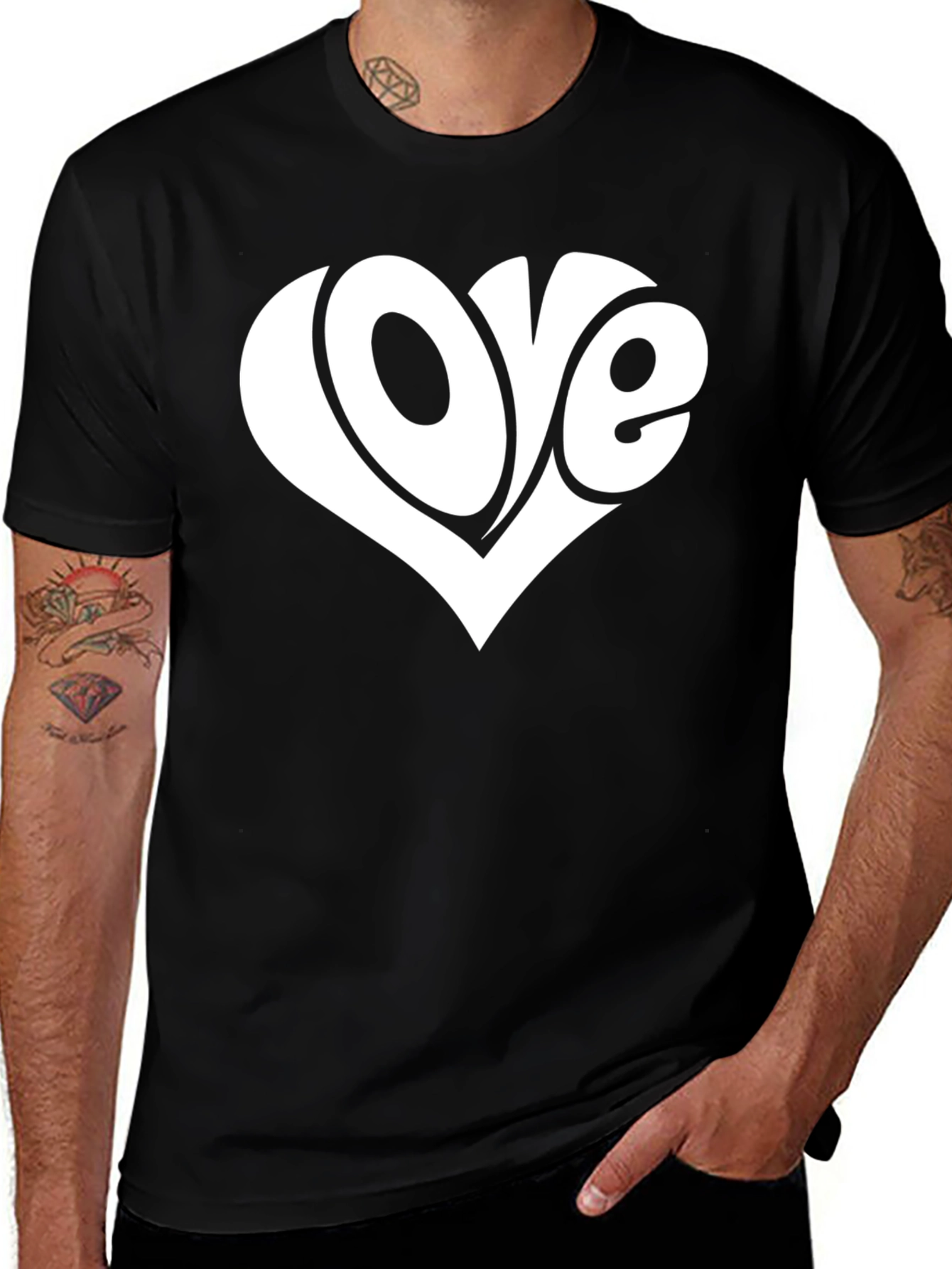 Variant 7 of Love Heart Graphic T-Shirt - Black Casual Tee