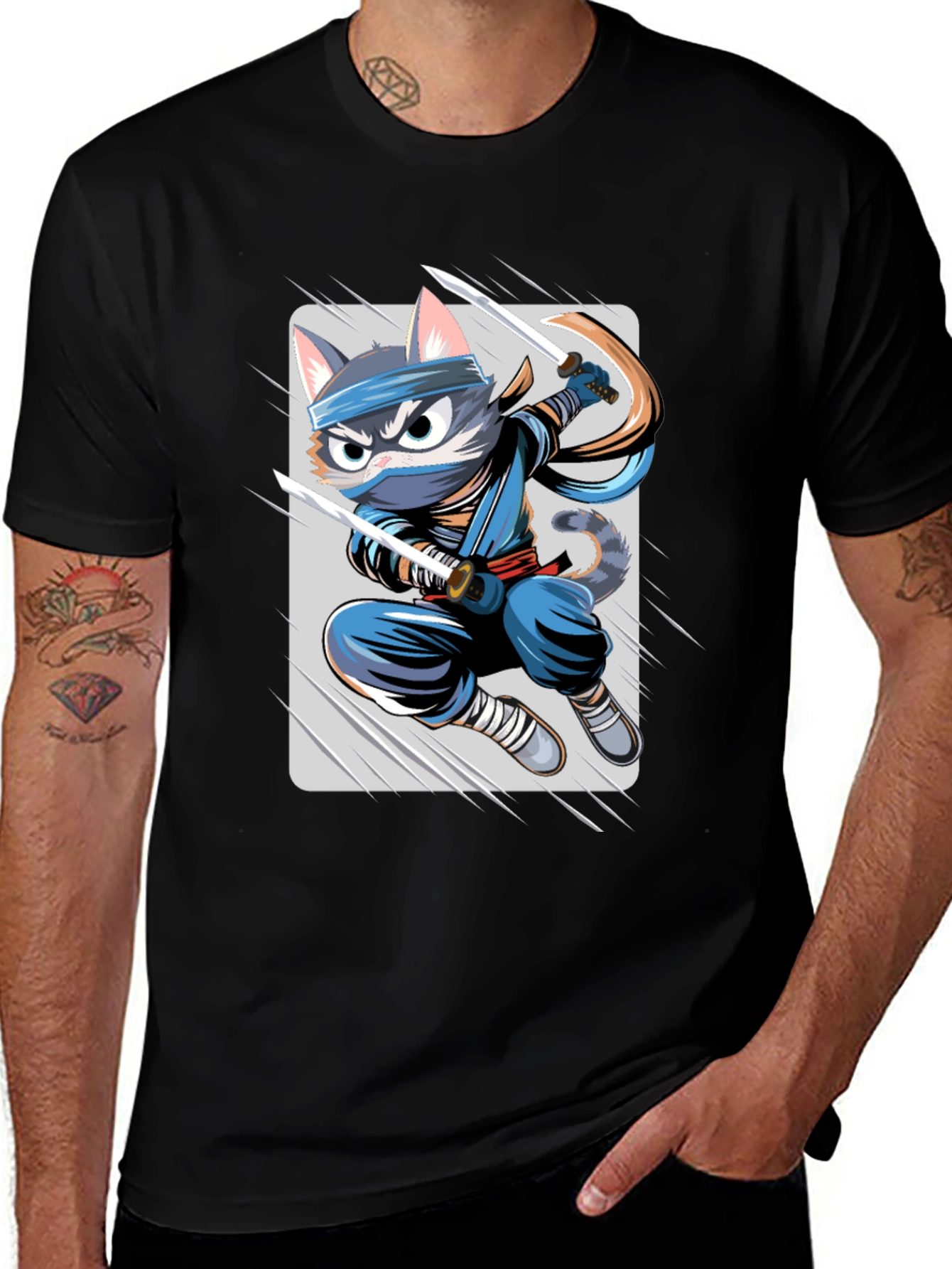 Variant 5 of Ninja Cat T-Shirt - Unique Cartoon Graphic Tee