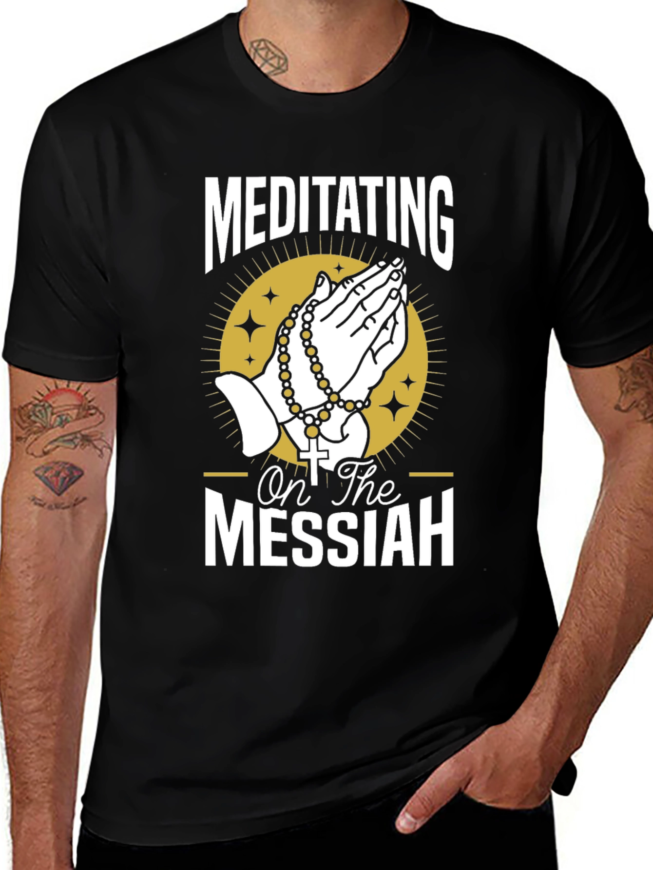 Meditating on the Messiah Black Graphic T-Shirt