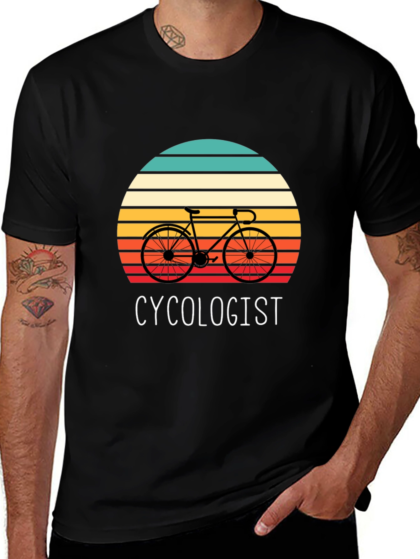 Cycologist Graphic Tee - Retro Sunset Bike Lover