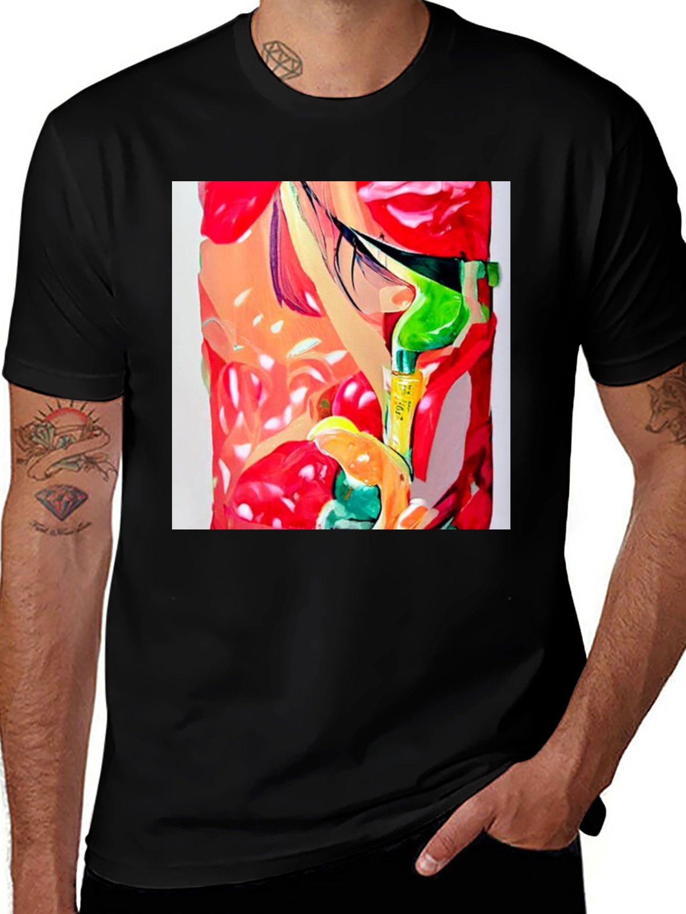 Variant 2 of Abstract Print Men's Black T-Shirt