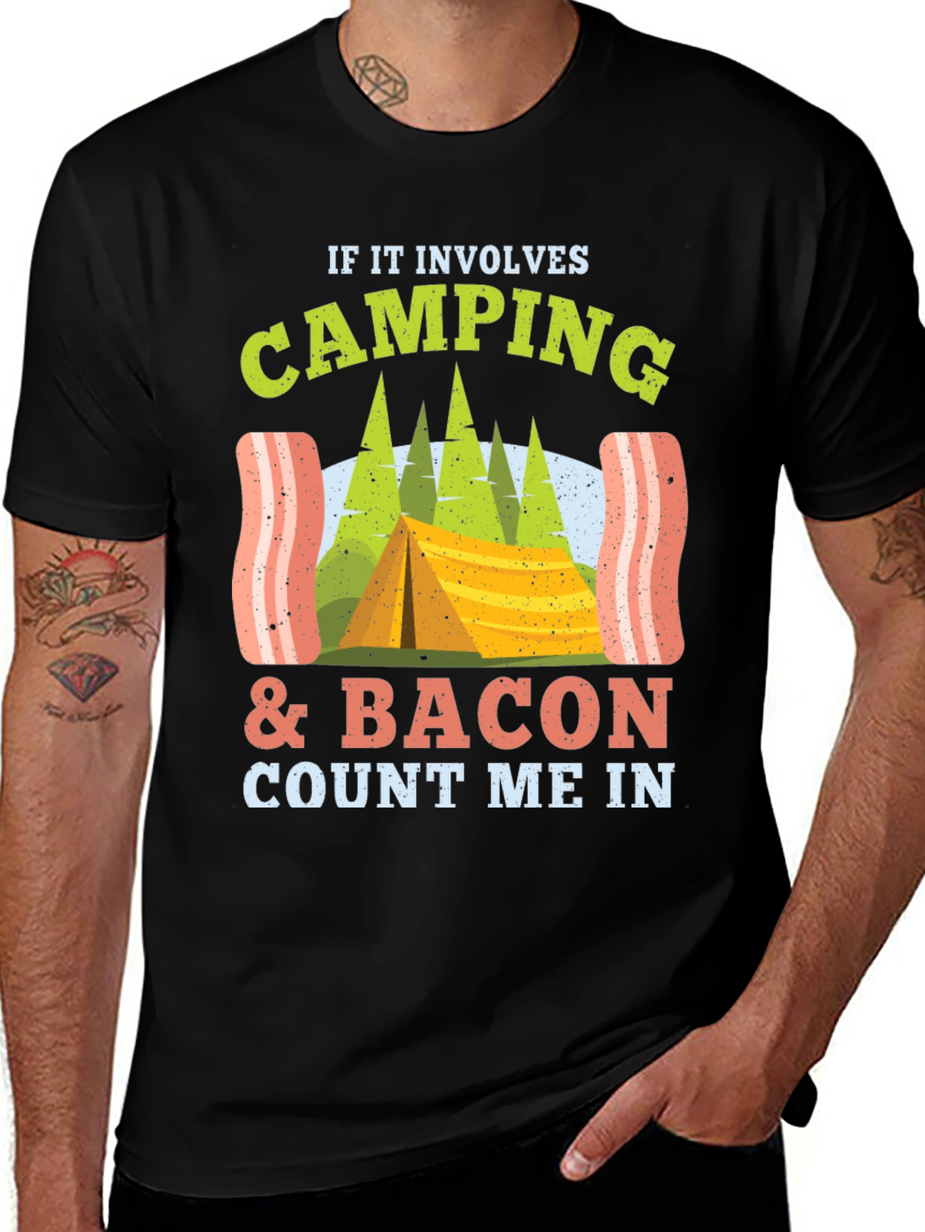 Variant 14 of Camping & Bacon T-Shirt