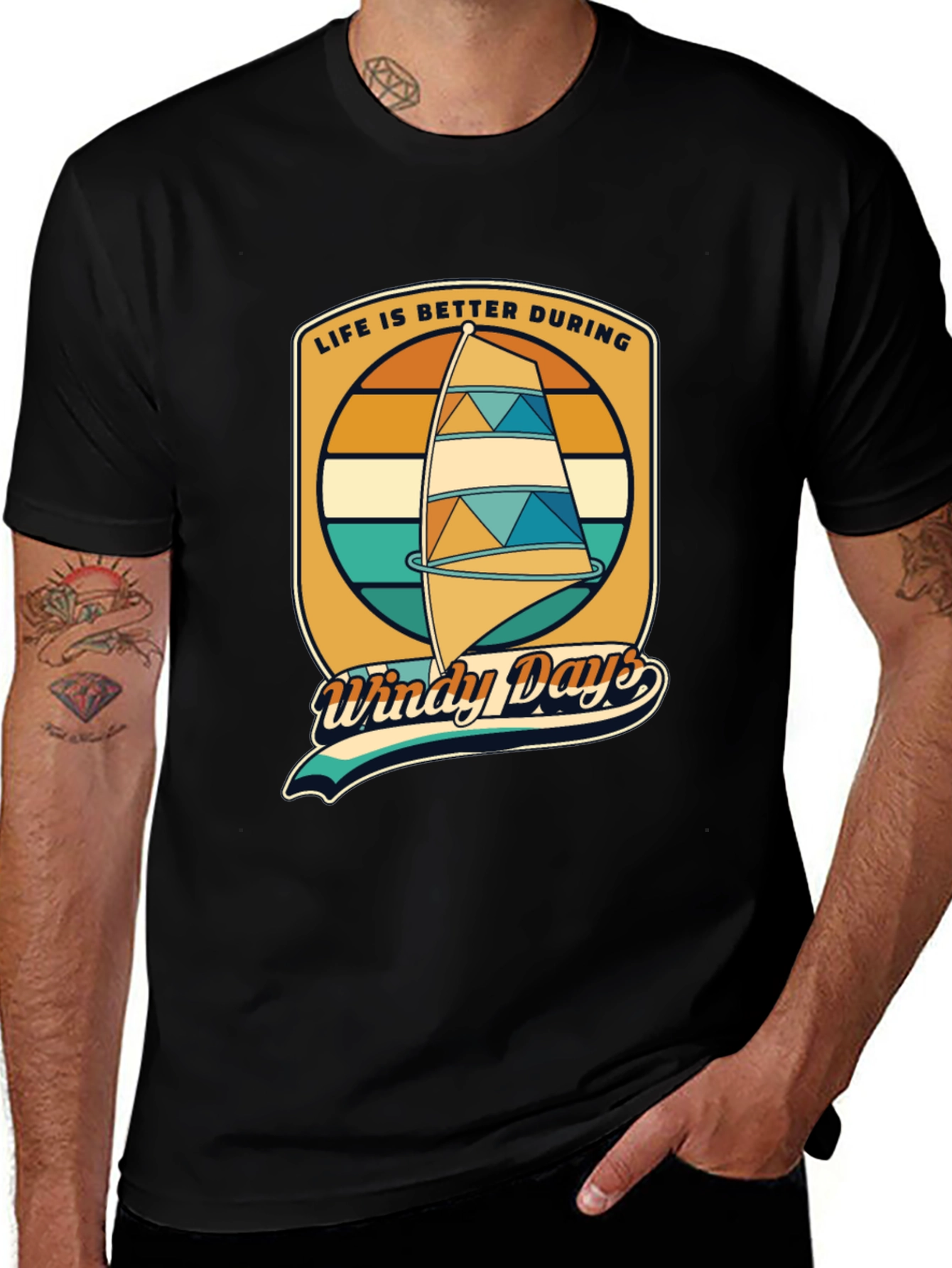 Variant 4 of Windy Days Sailing T-Shirt - Retro Style