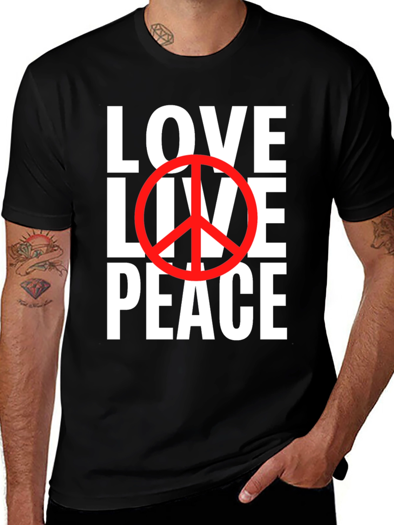 Variant 12 of Love Live Peace Graphic Tee - Black
