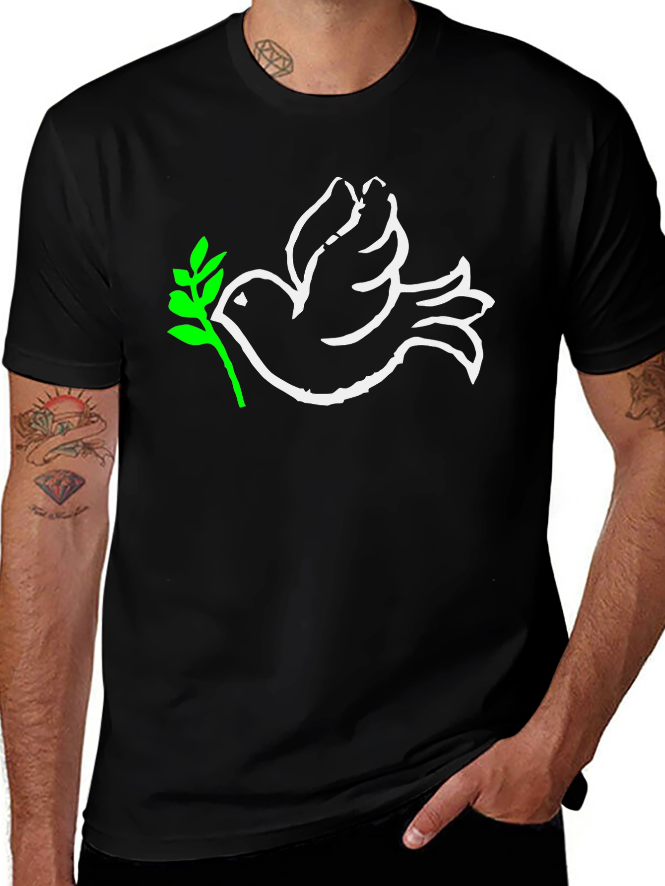 Variant 20 of Peace Dove Graphic T-Shirt - Black