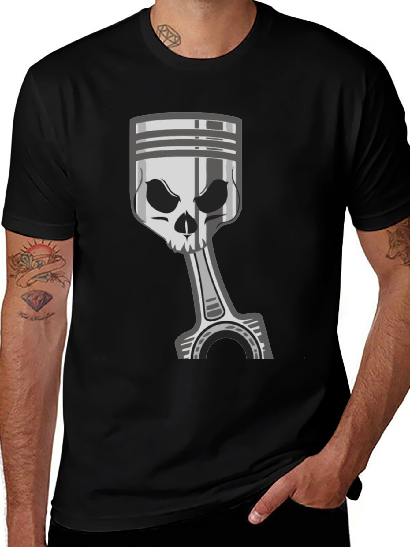 Variant 26 of Skull Piston Graphic Tee - Dark Style