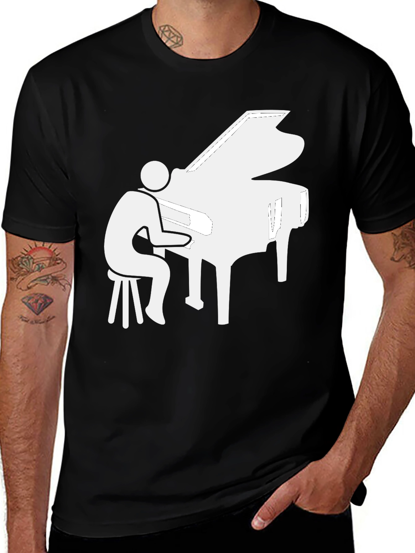 Variant 6 of Piano Player Graphic Tee - Musician T-Shirt