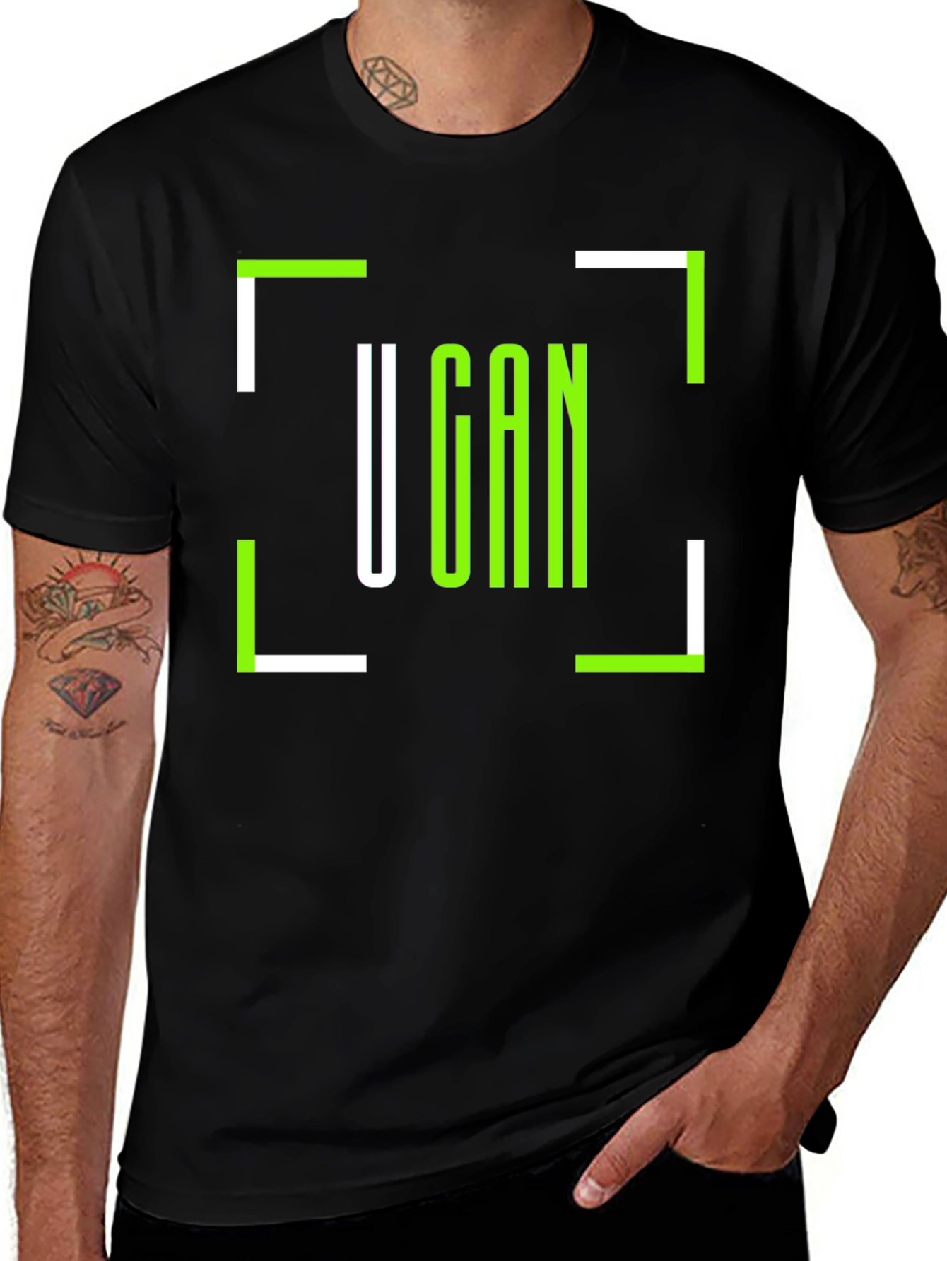 Variant 30 of U Can Graphic Tee - Modern Design, Black Cotton