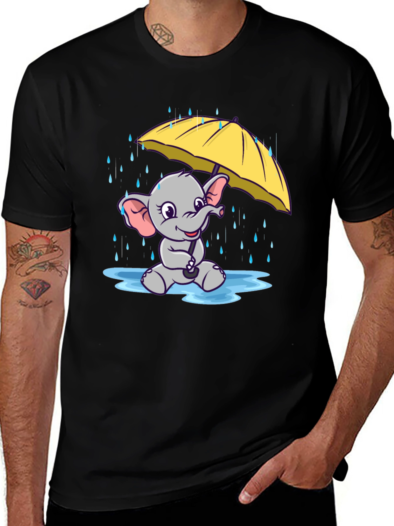 Variant 28 of Cute Elephant T-Shirt - Rainy Day Design