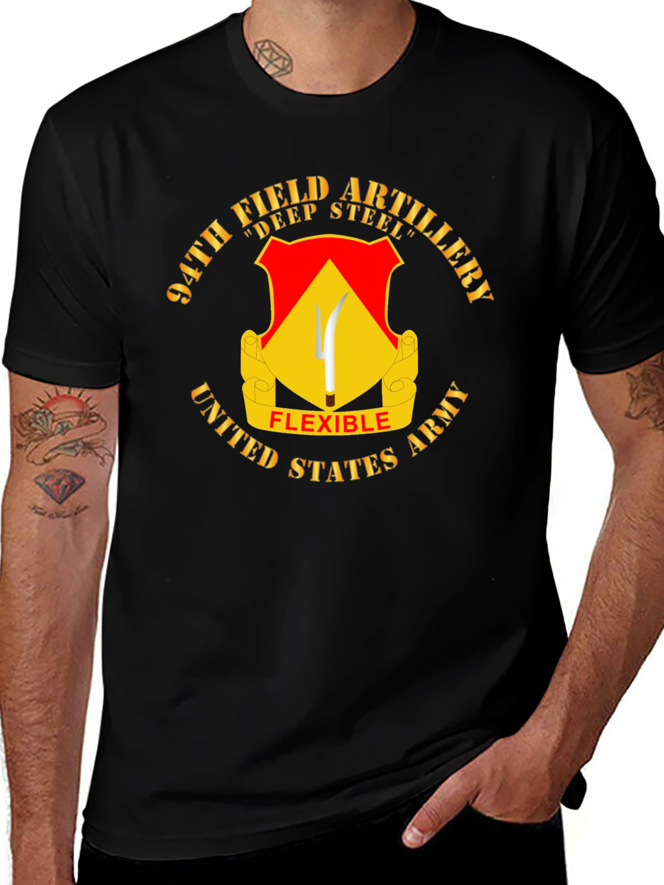 94th Field Artillery T-Shirt - Deep Steel Flexible Army Tee