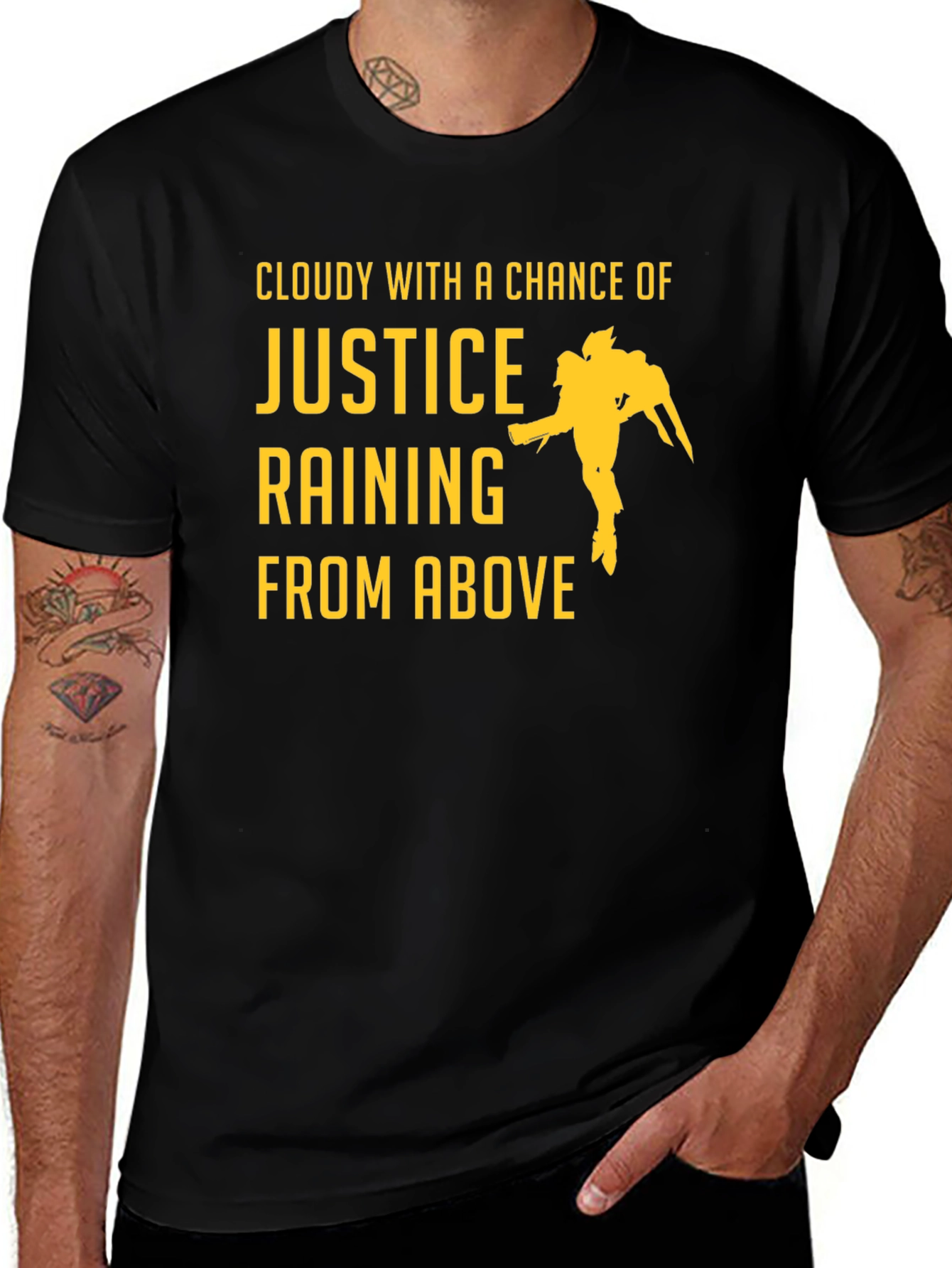 Justice Rains From Above Black T-Shirt