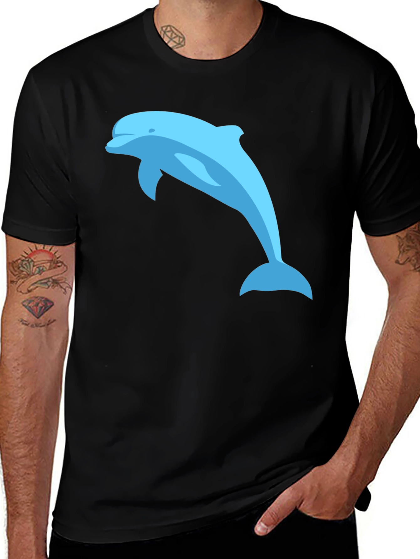 Variant 29 of Dolphin Graphic Black T-Shirt - Men's Casual Tee